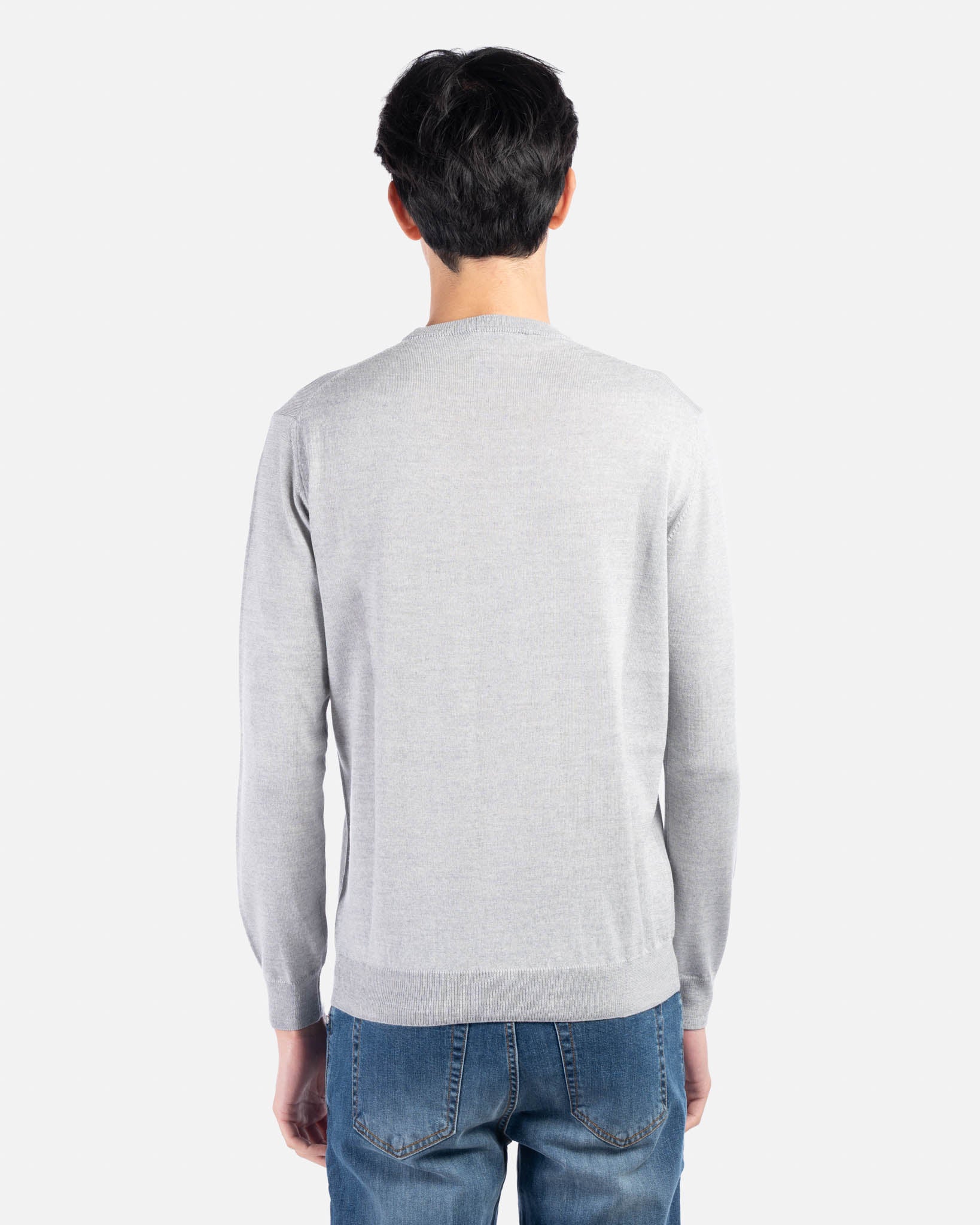 J.W.SAX MILANO Girocollo Grigio Chiaro in Lana Merino Extrafine