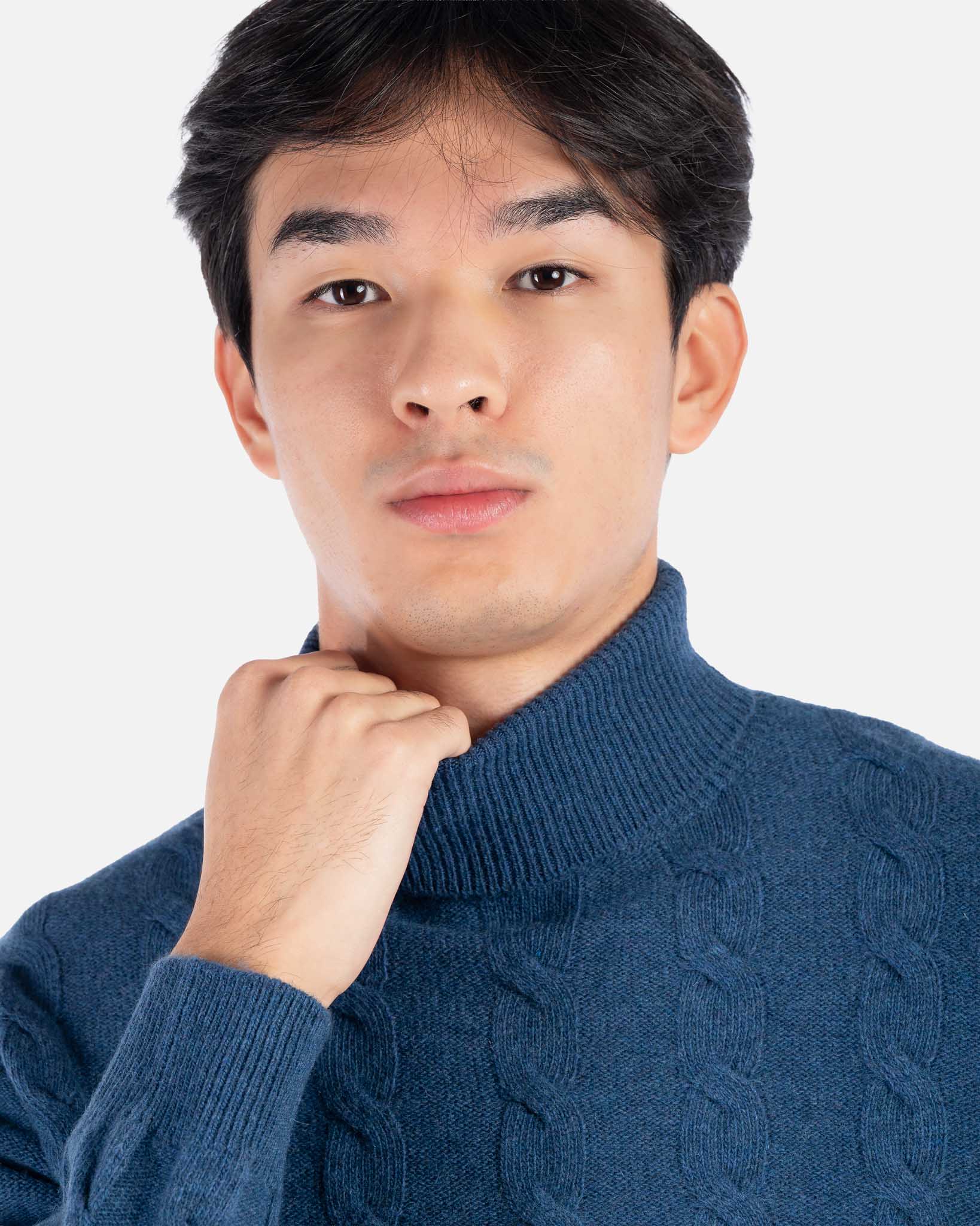 J.W.SAX MILANO Dolcevita a Trecce in Lana Blu Melange