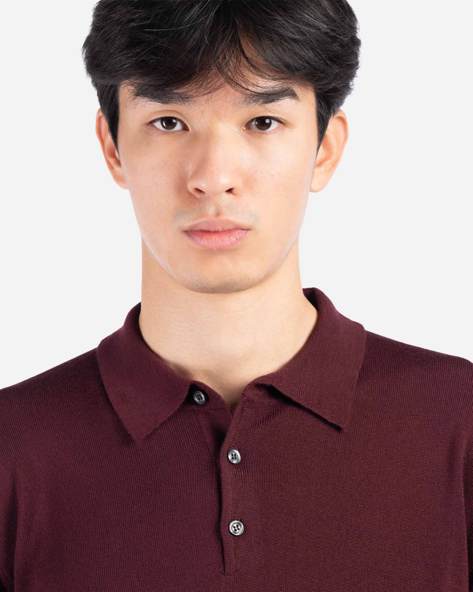 J.W.SAX MILANO Polo bordeaux in Merino Extrafine