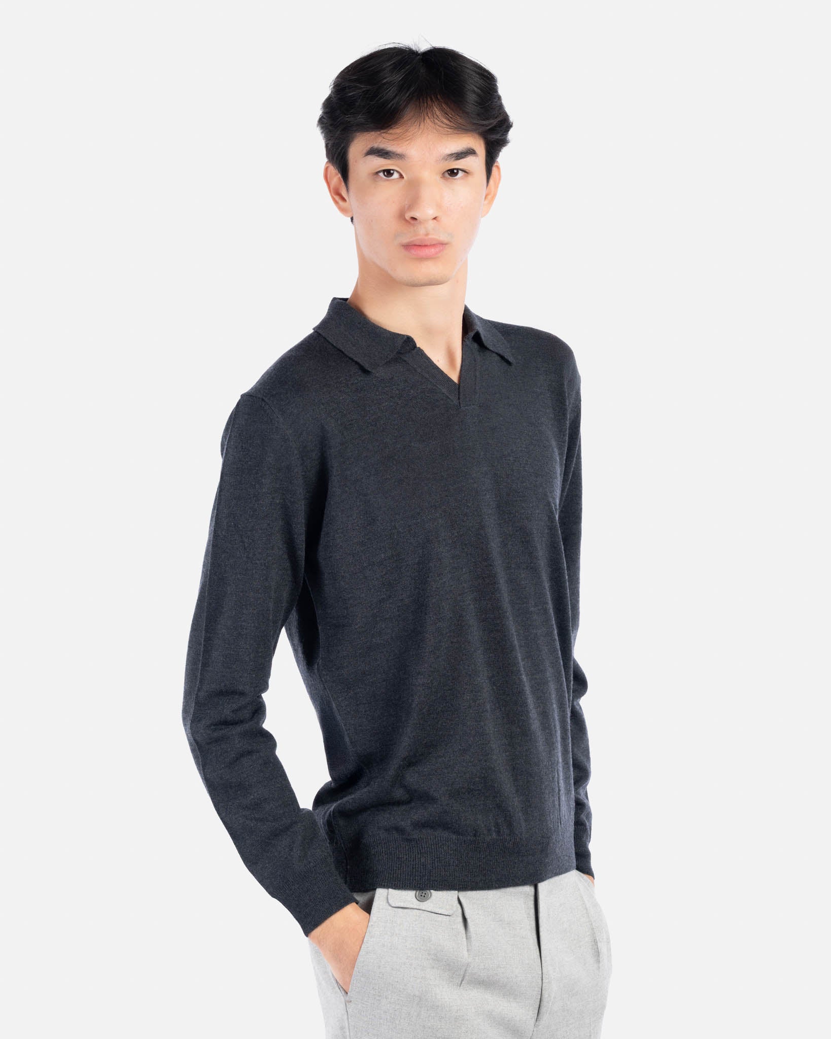 J.W.SAX MILANO Polo Grigia in Lana Merino Extrafine