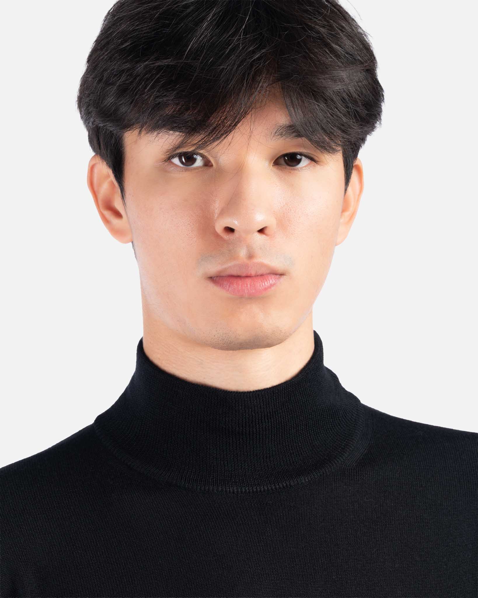 J.W.SAX MILANO Lupetto Nero in Lana Merino Extrafine