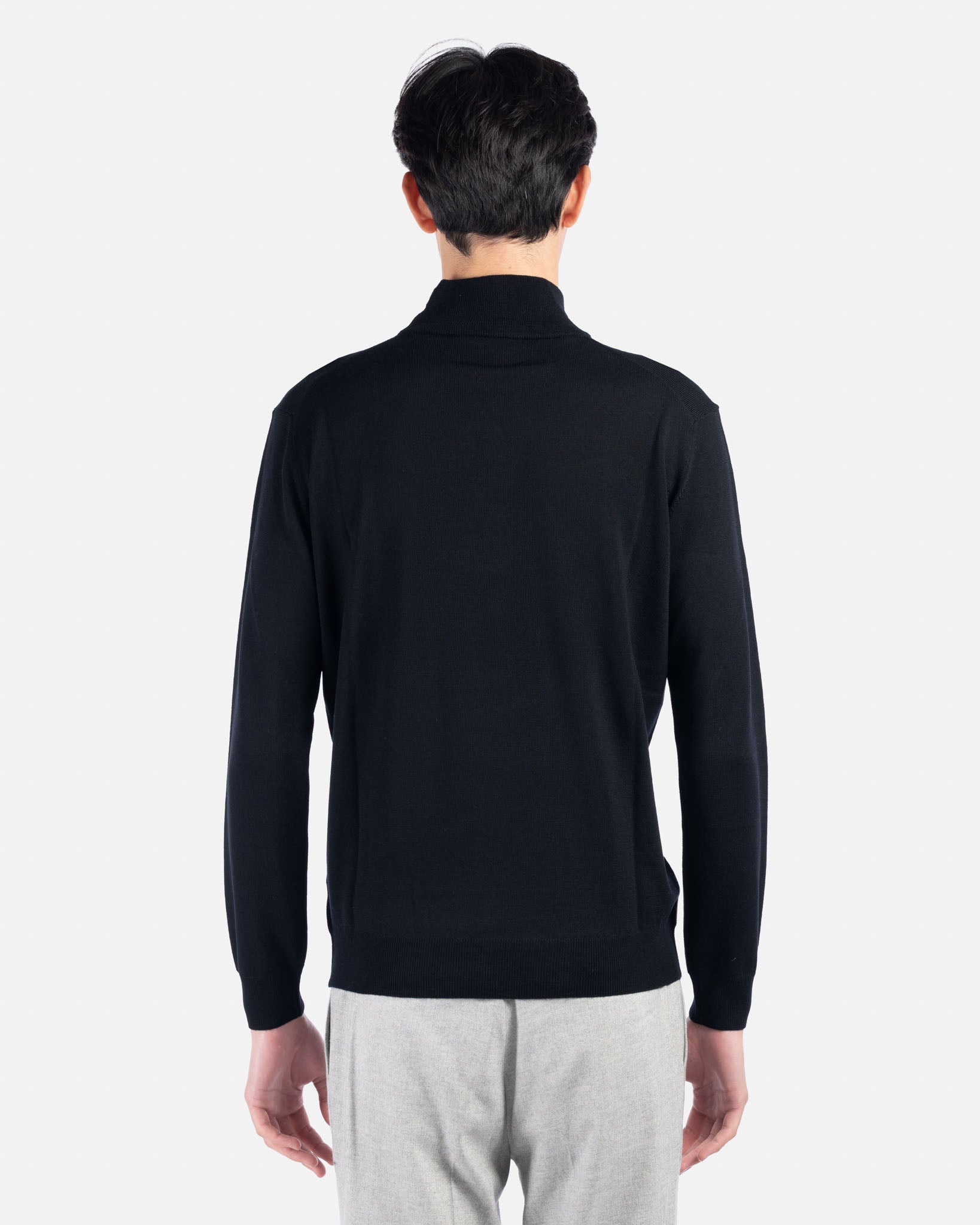 J.W.SAX MILANO Lupetto Nero in Lana Merino Extrafine