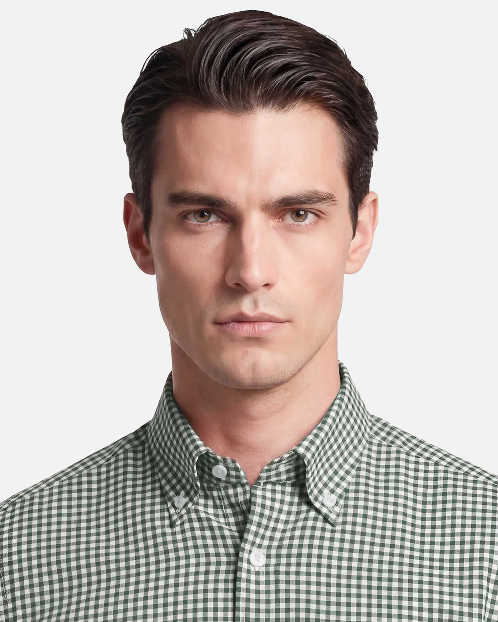 J.W.SAX MILANO Camicia in Twill di Cotone Check Verde Button Down