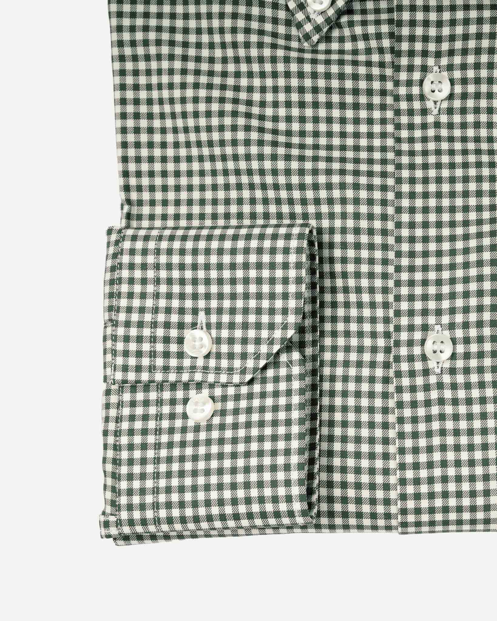 J.W.SAX MILANO Camicia in Twill di Cotone Check Verde Button Down