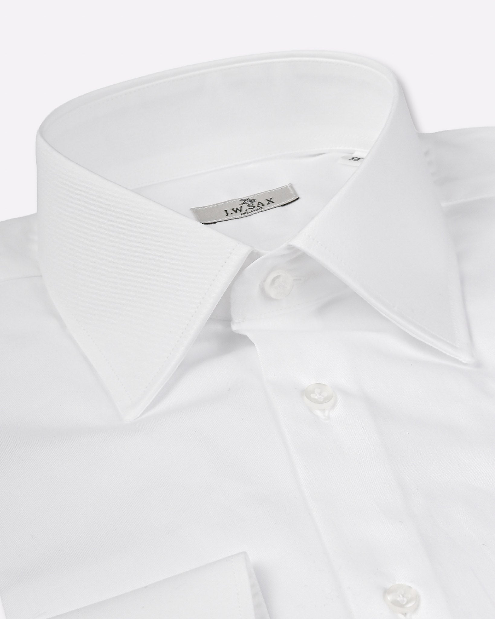 J.W.SAX MILANO Camicia in Popeline di Cotone Bianca - Collo Italiano