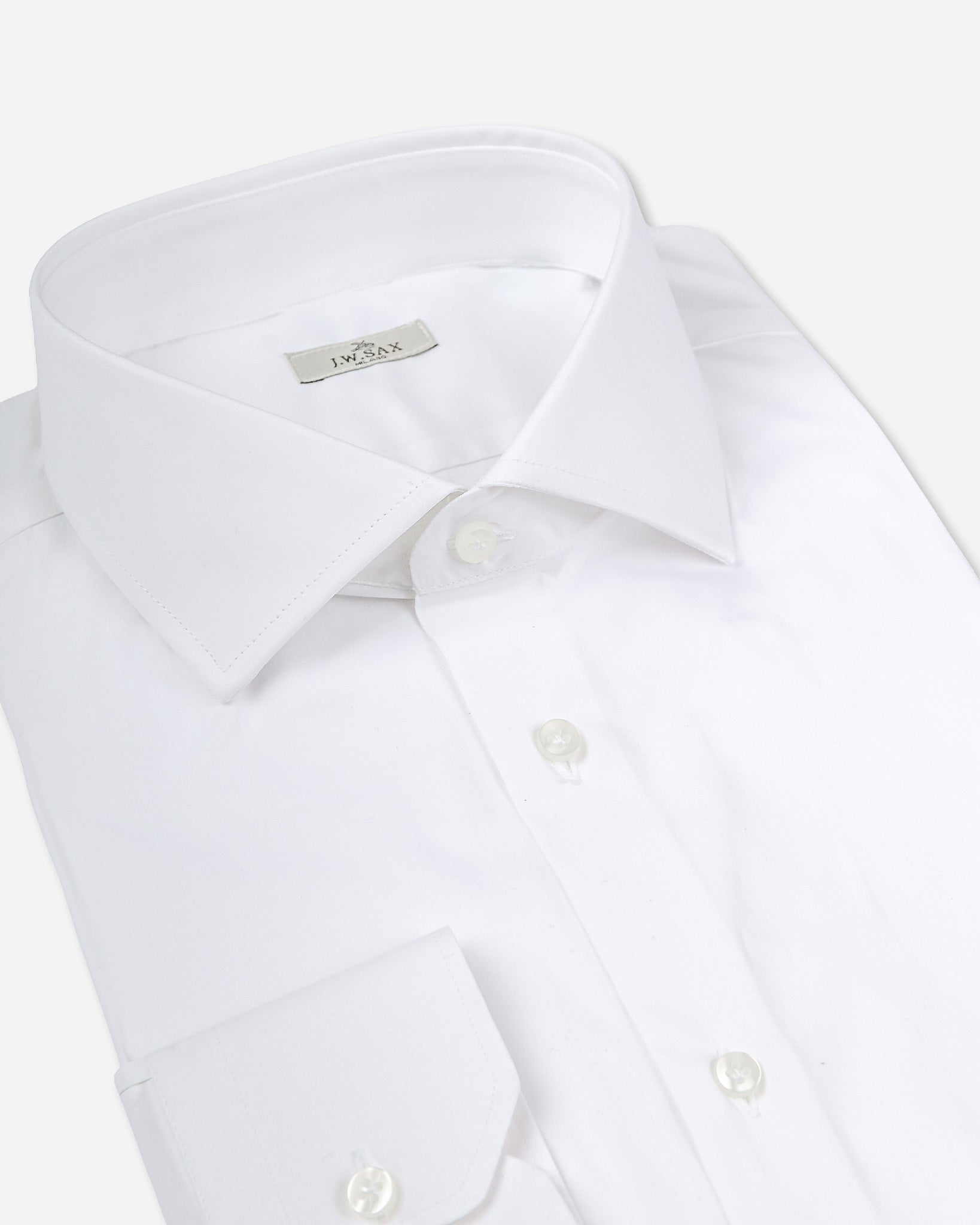 J.W.SAX MILANO Camicia in Popeline di Cotone Bianca - Collo Mezzo Francese