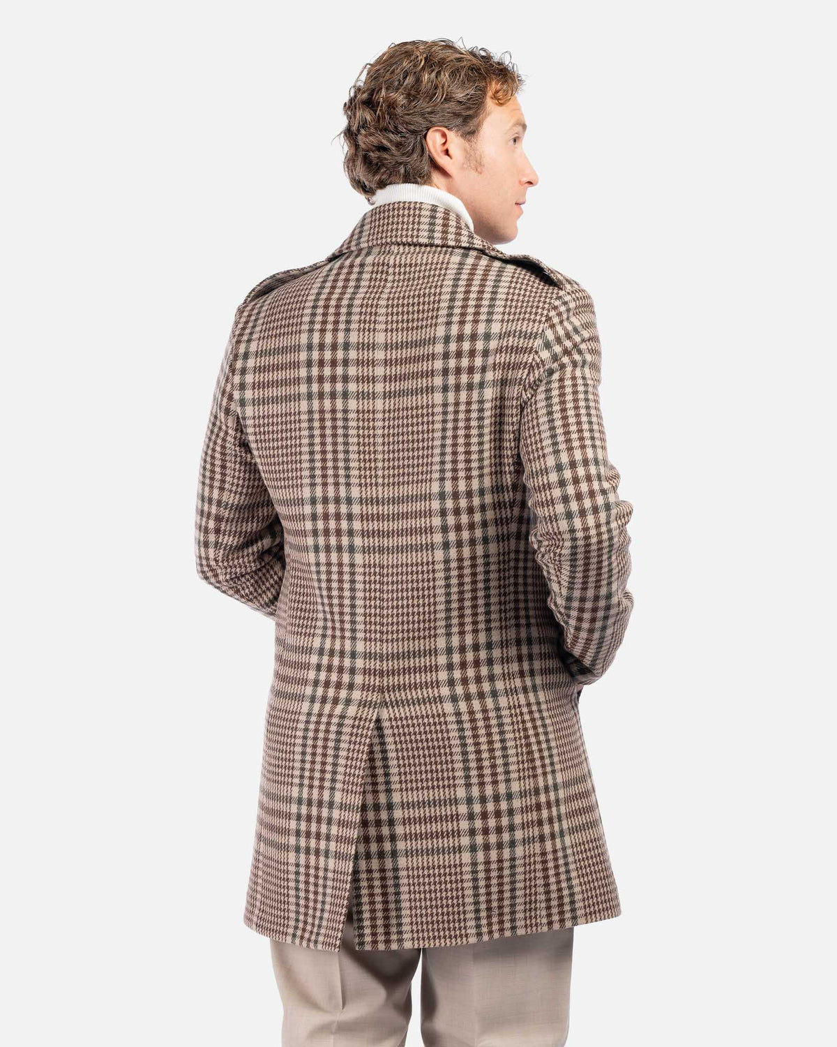 J.W.SAX MILANO Cappotto Doppiopetto in Lana a Fantasia