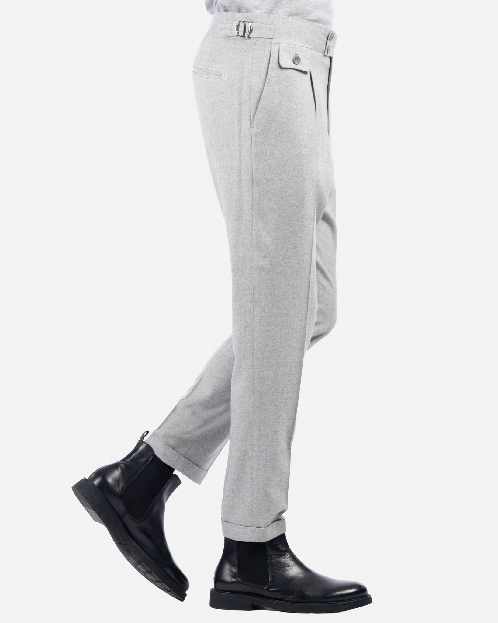 J.W.SAX MILANO Pantaloni in Flanella Leggera Grigio Chiaro
