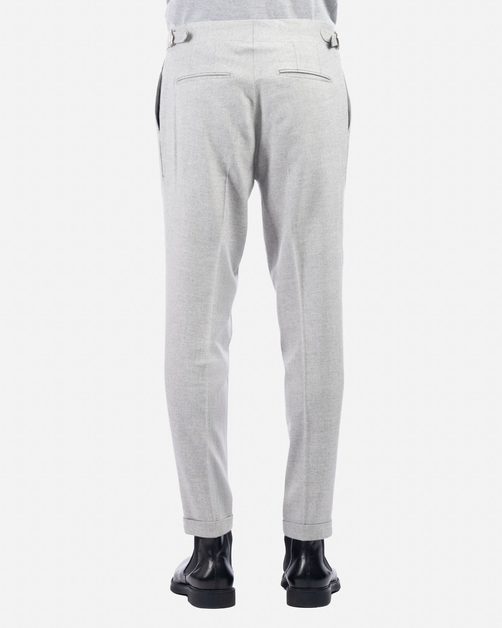J.W.SAX MILANO Pantaloni in Flanella Leggera Grigio Chiaro