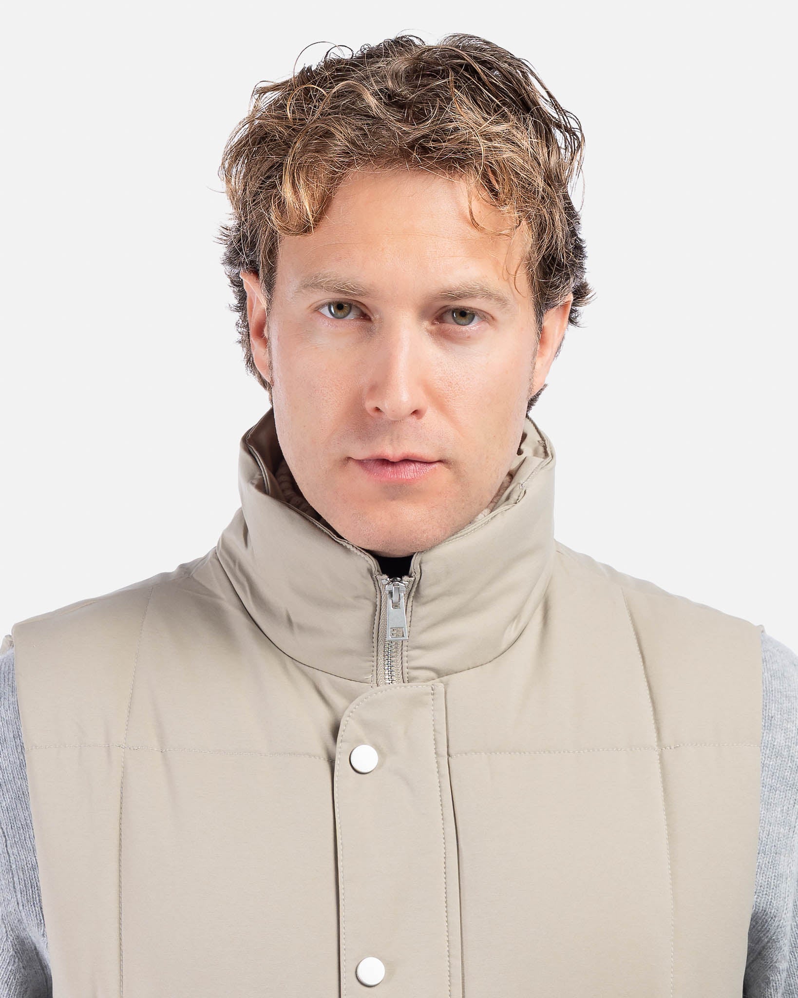 J.W.SAX MILANO Gilet Beige in Tessuto Tecnico