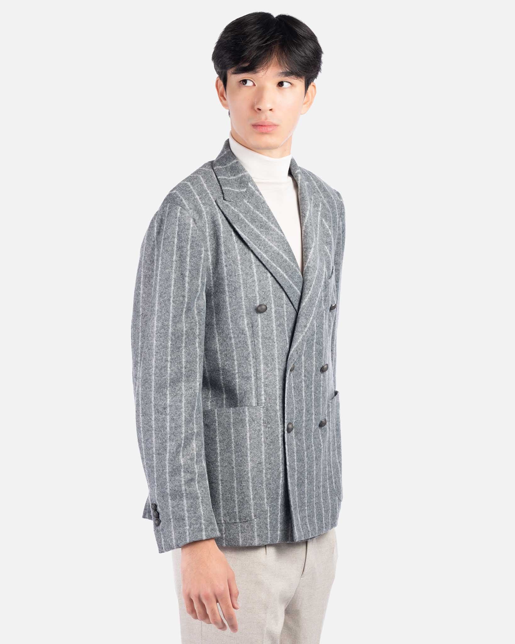 J.W.SAX MILANO Giacca Doppiopetto in Lana a Righe