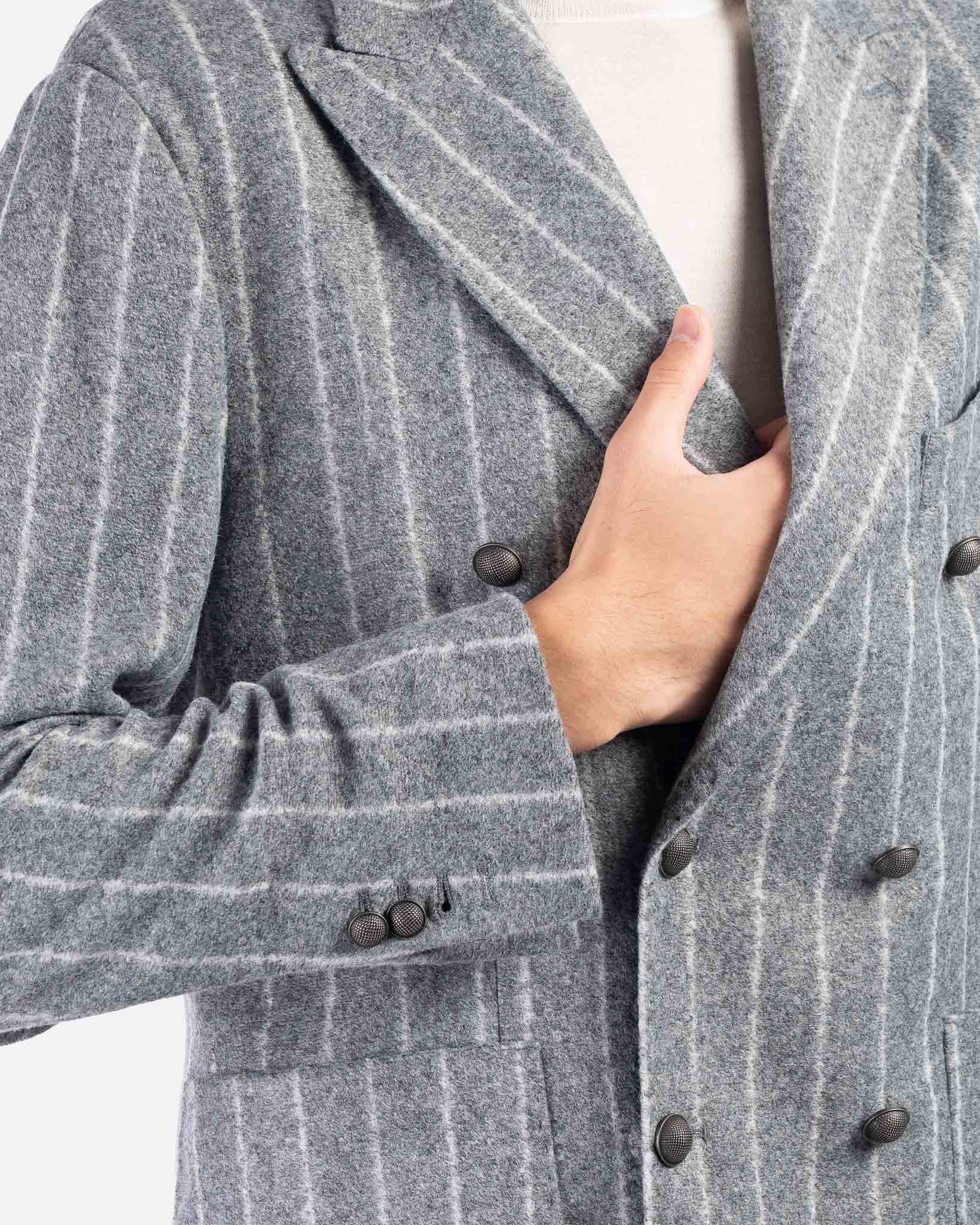 J.W.SAX MILANO Giacca Doppiopetto in Lana a Righe