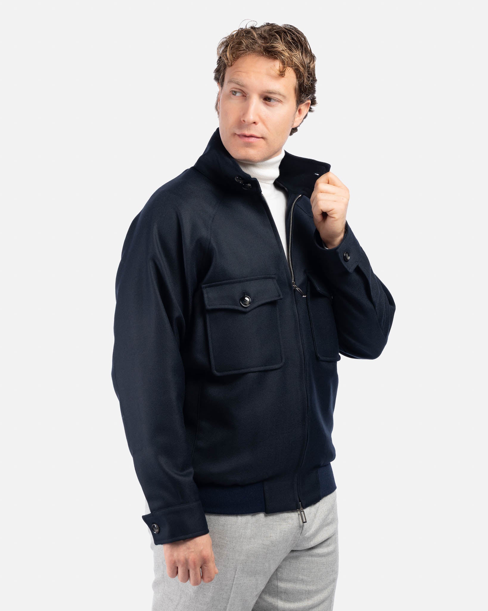 J.W.SAX MILANO Bomber in Lana Blu