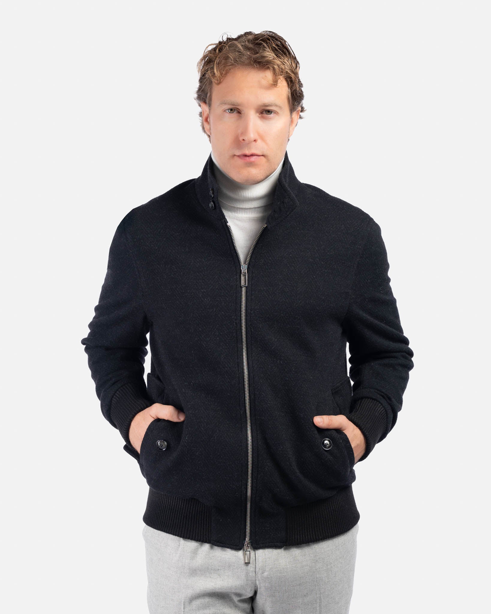 J.W.SAX MILANO Bomber in Lana Chevron