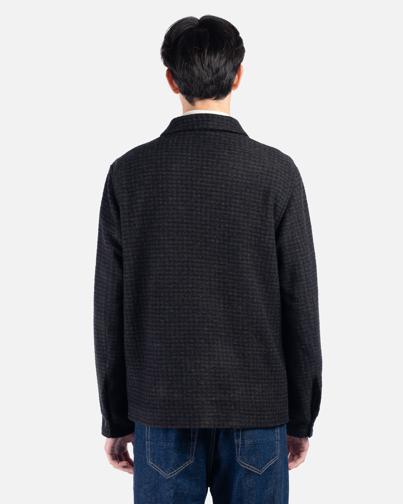 J.W.SAX MILANO Overshirt in Lana Blu e Marrone