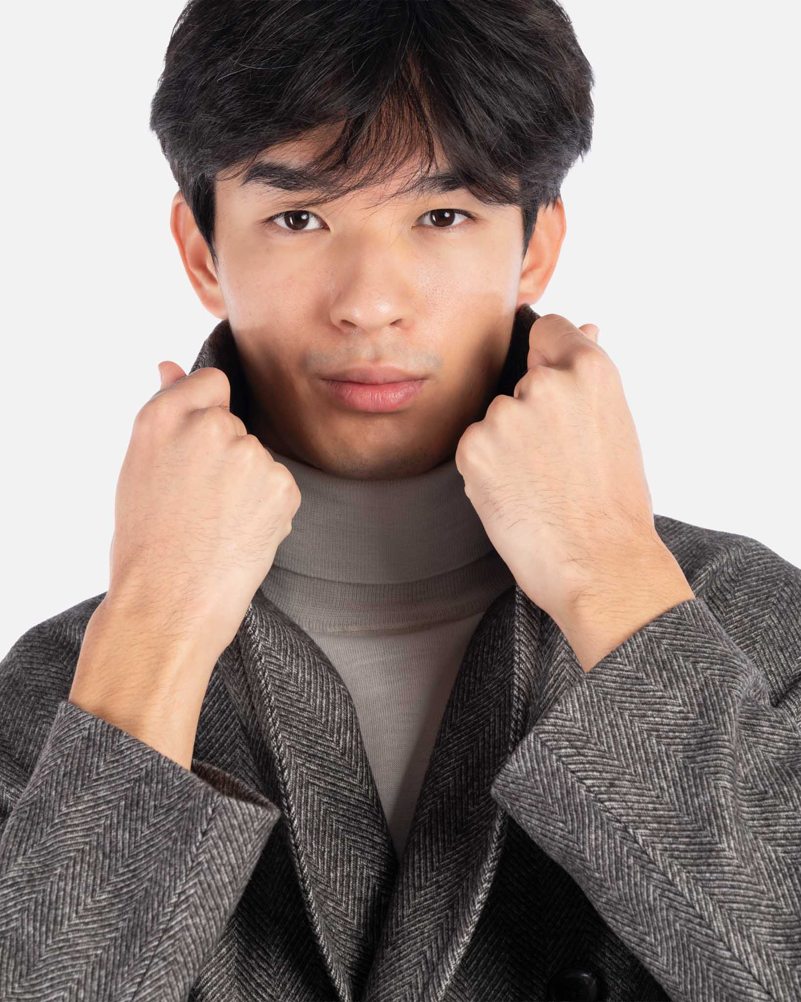 J.W.SAX MILANO Cappotto Lungo in Lana Chevron Marrone