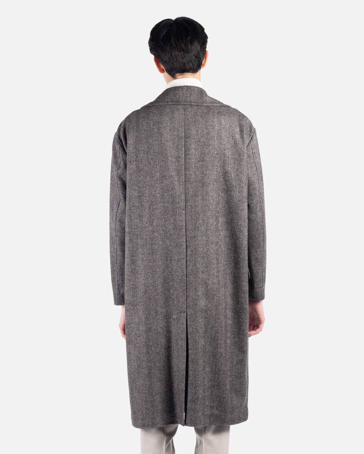 J.W.SAX MILANO Cappotto Lungo in Lana Chevron Marrone