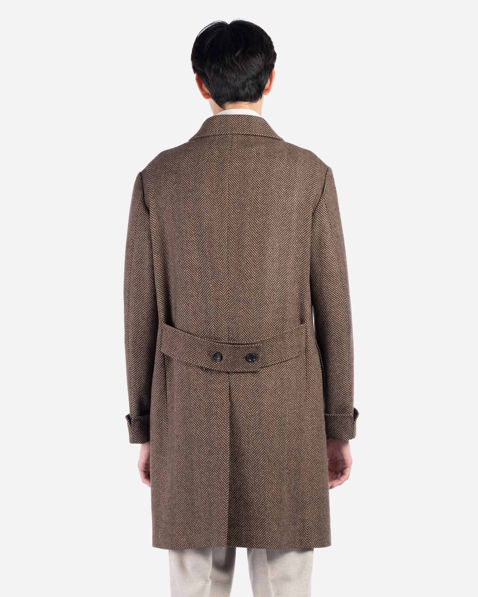 J.W.SAX MILANO Cappotto Doppiopetto in Lana a Spina di Pesce