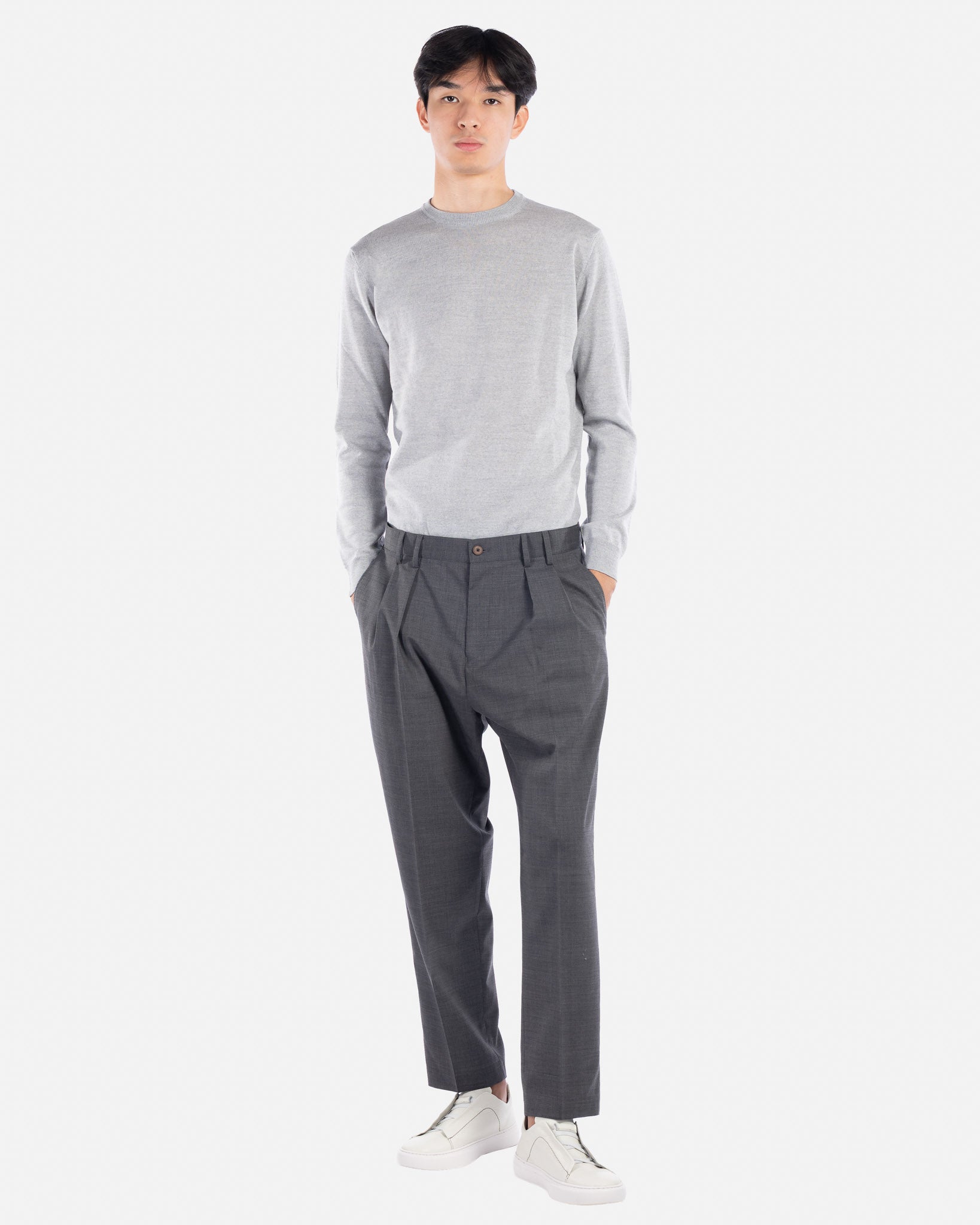 J.W.SAX MILANO Pantalone in Lana All Season con Doppia Pences