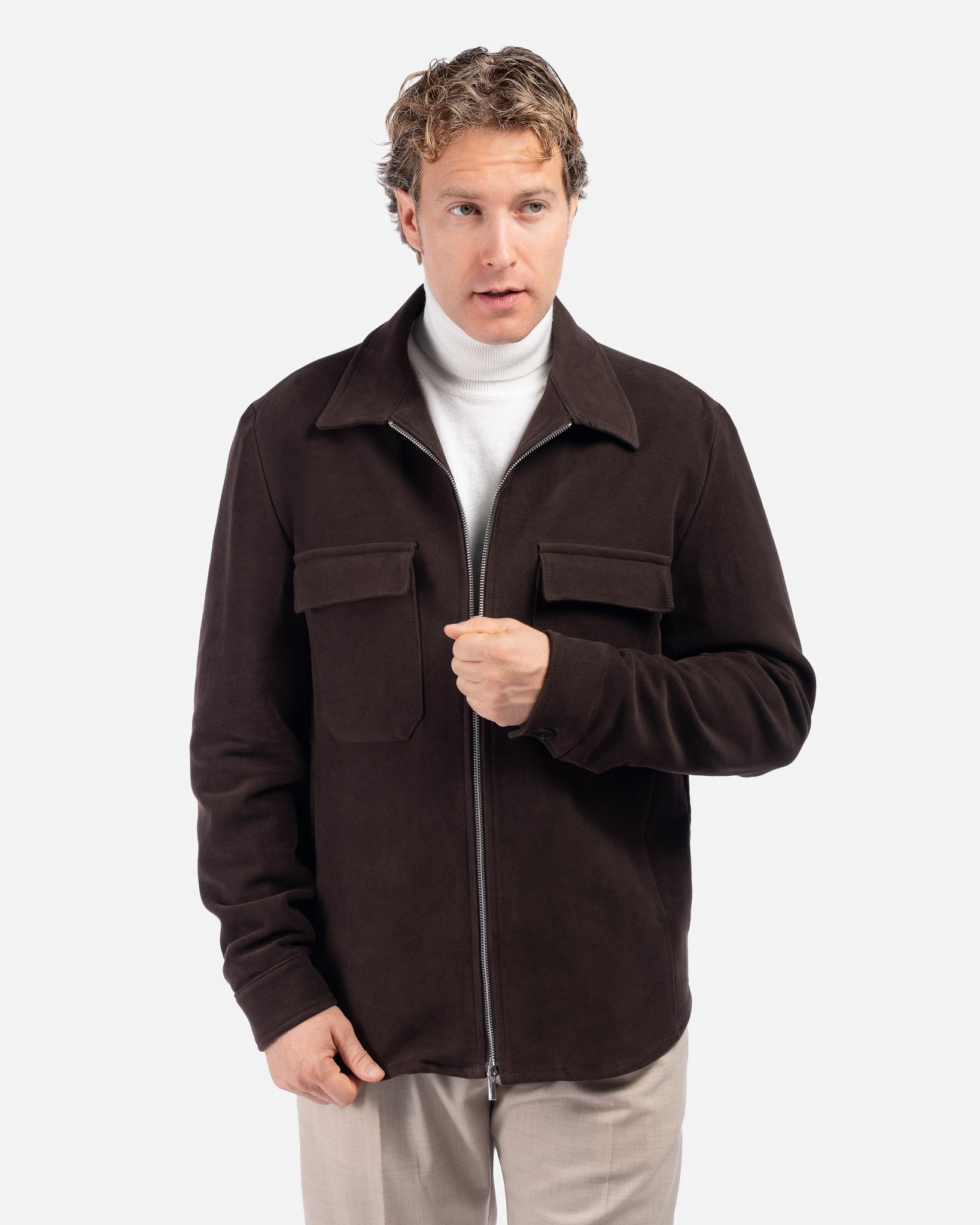 J.W.SAX MILANO Overshirt in Fustagno Marrone