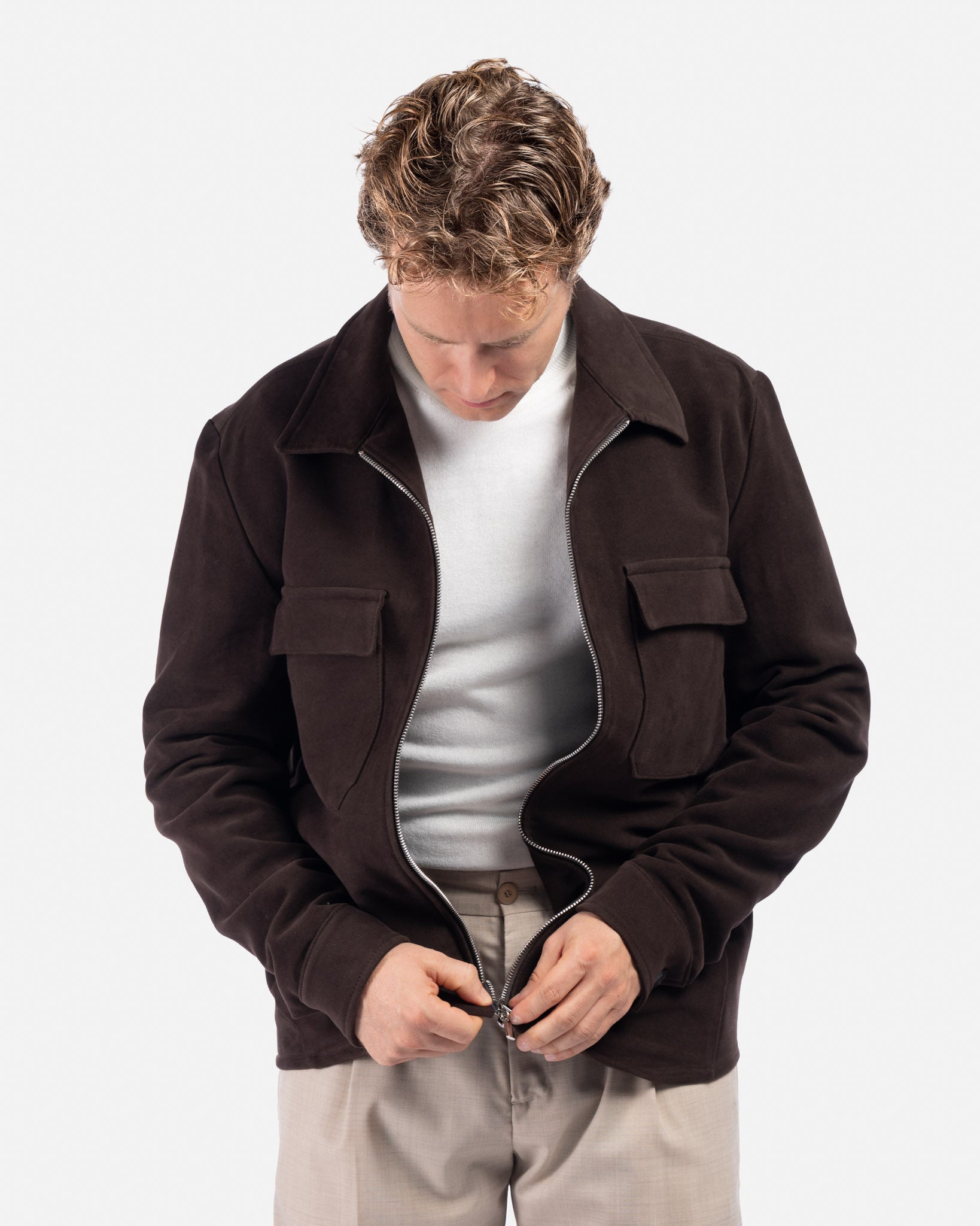 J.W.SAX MILANO Overshirt in Fustagno Marrone