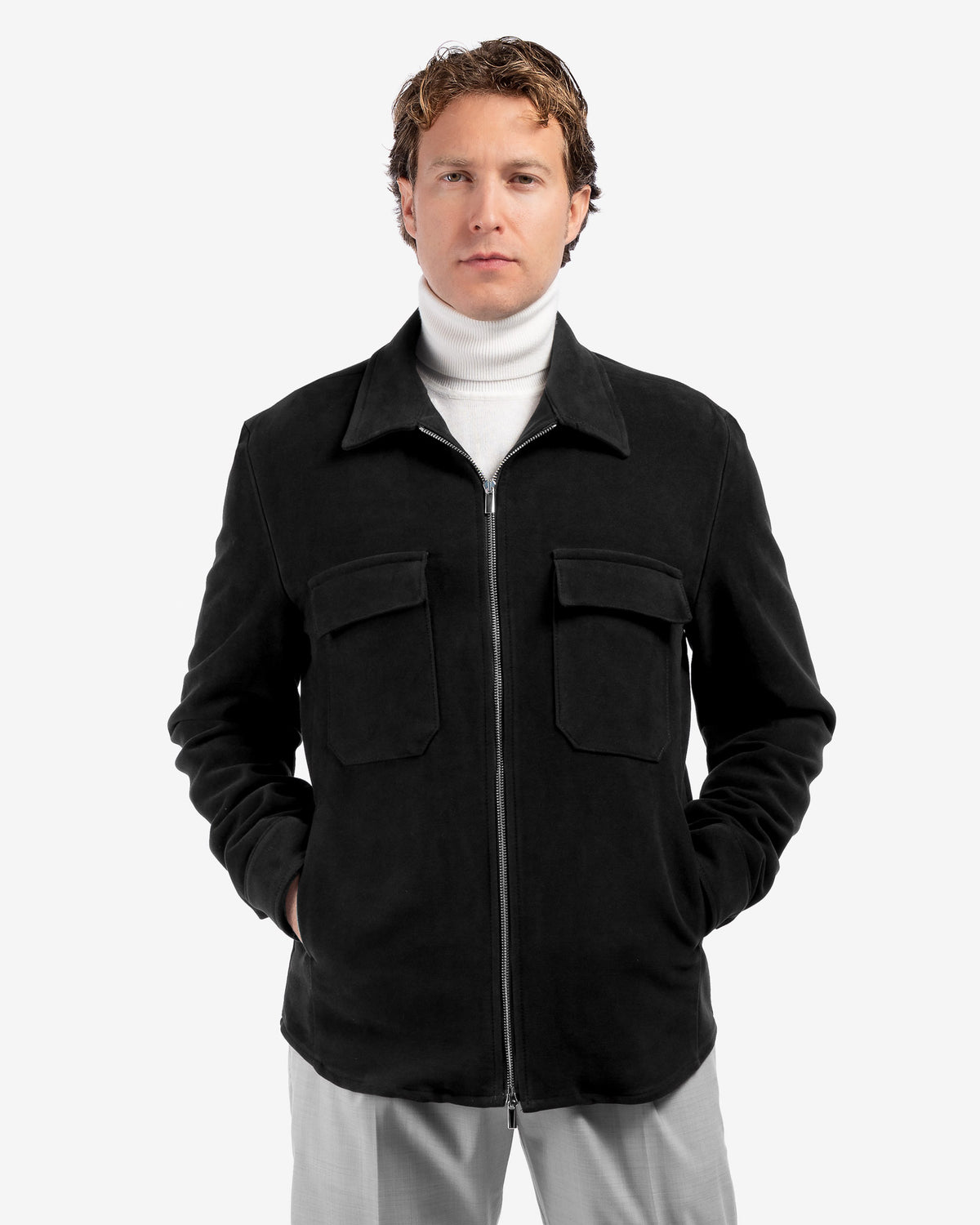J.W.SAX MILANO Overshirt in Fustagno Nero