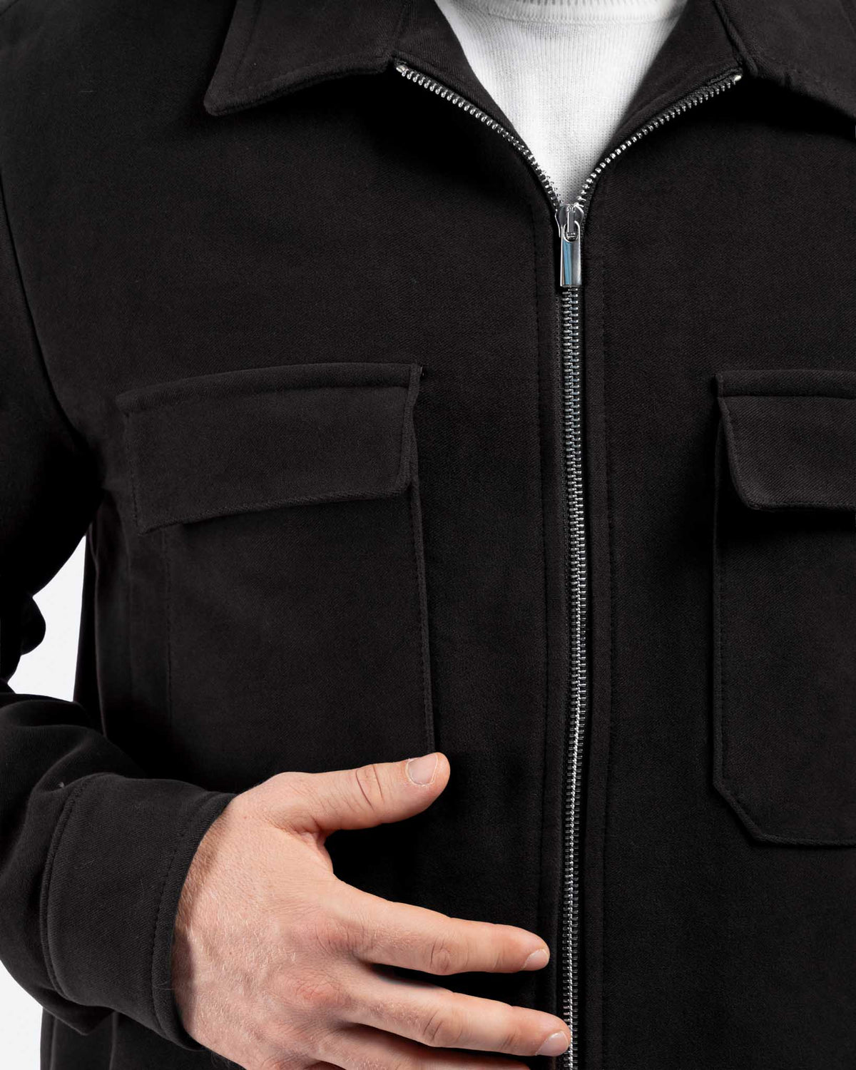 J.W.SAX MILANO Overshirt in Fustagno Nero