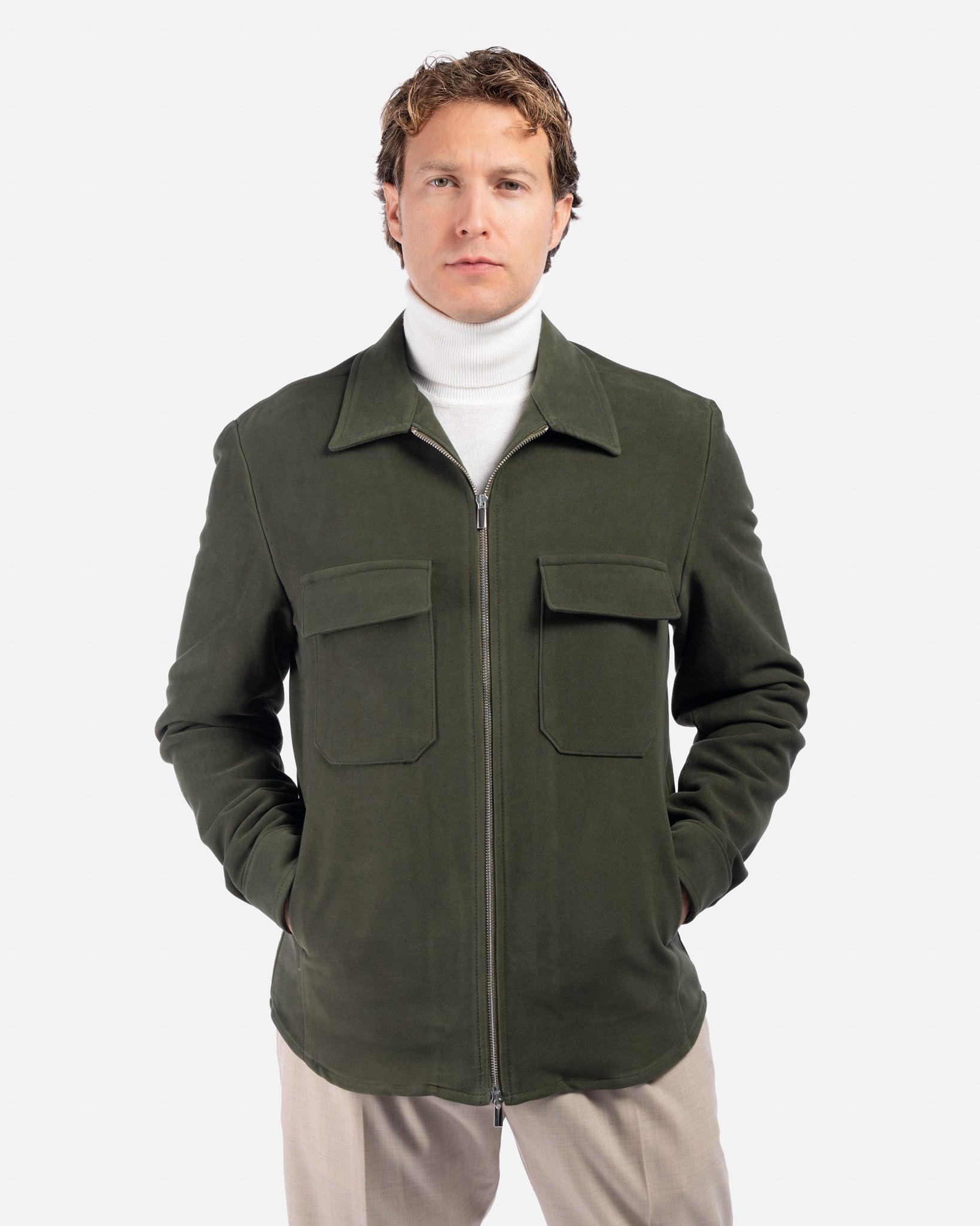 J.W.SAX MILANO Overshirt in Fustagno Verde