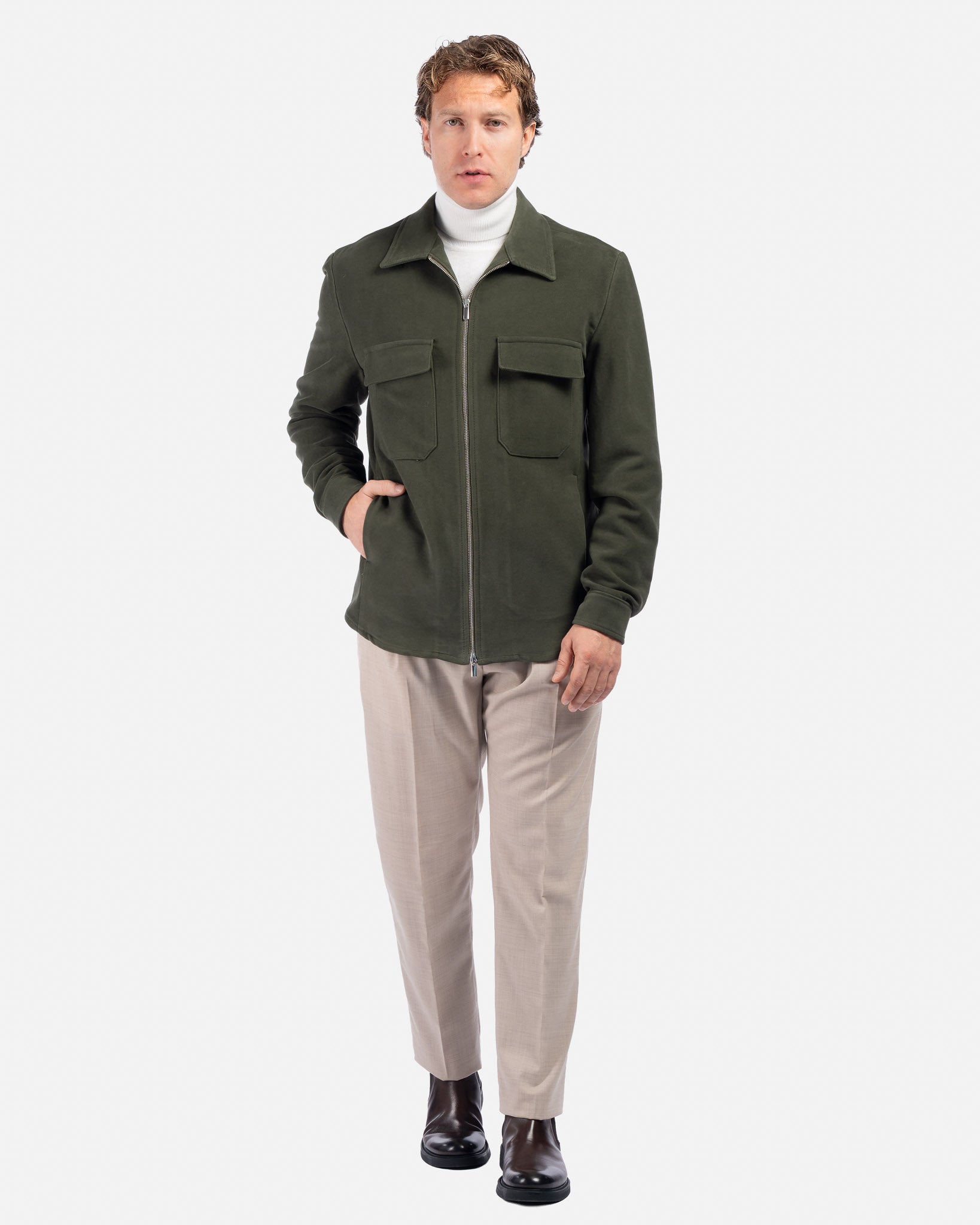 J.W.SAX MILANO Overshirt in Fustagno Verde