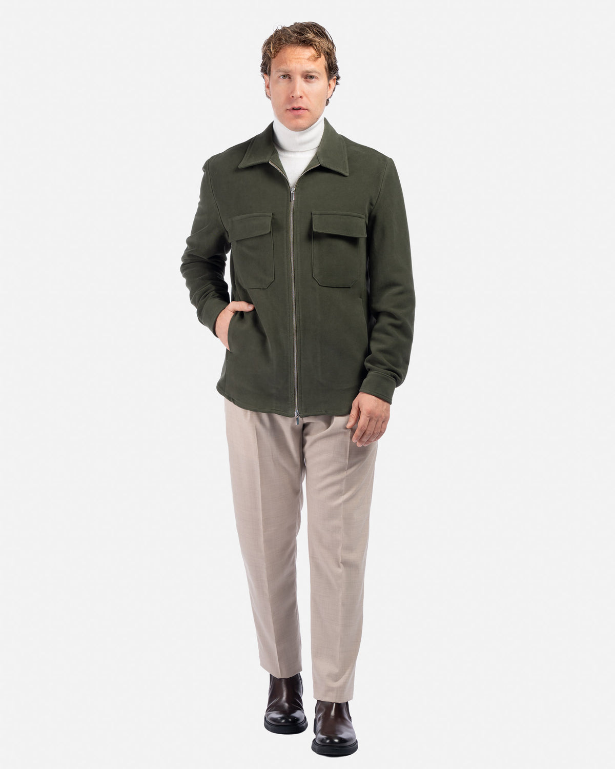 J.W.SAX MILANO Overshirt in Fustagno Verde