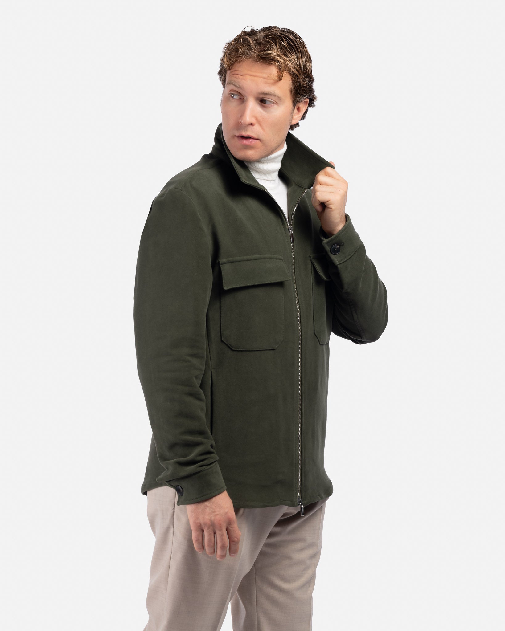 J.W.SAX MILANO Overshirt in Fustagno Verde
