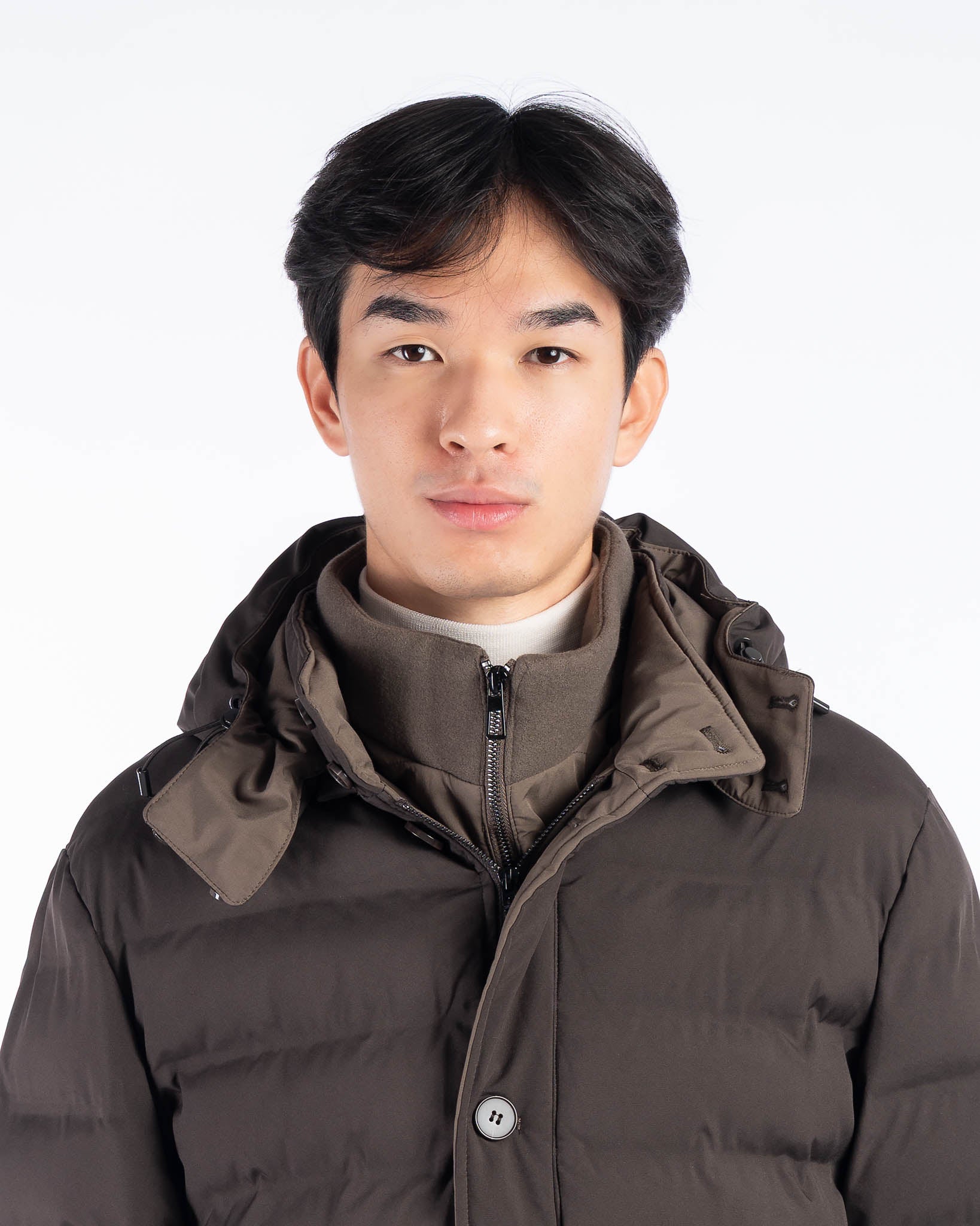 J.W.SAX MILANO Piumino Marrone con Pettorina e Cappuccio Rimovibili