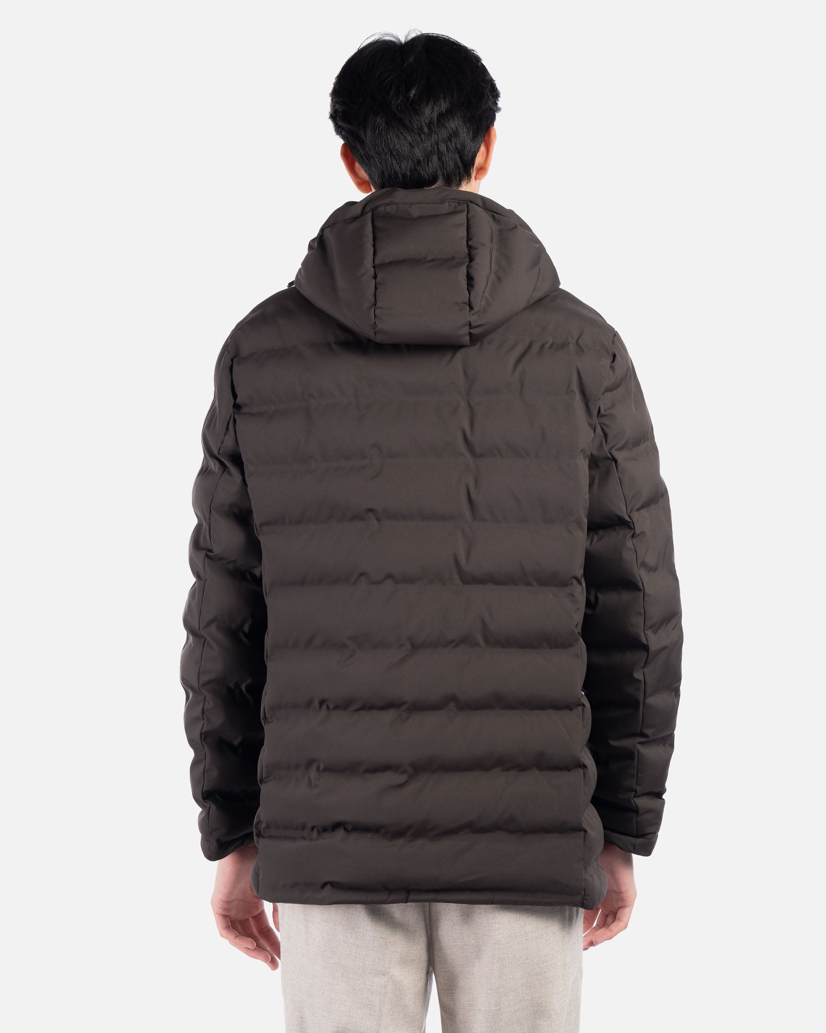 J.W.SAX MILANO Piumino Marrone con Pettorina e Cappuccio Rimovibili