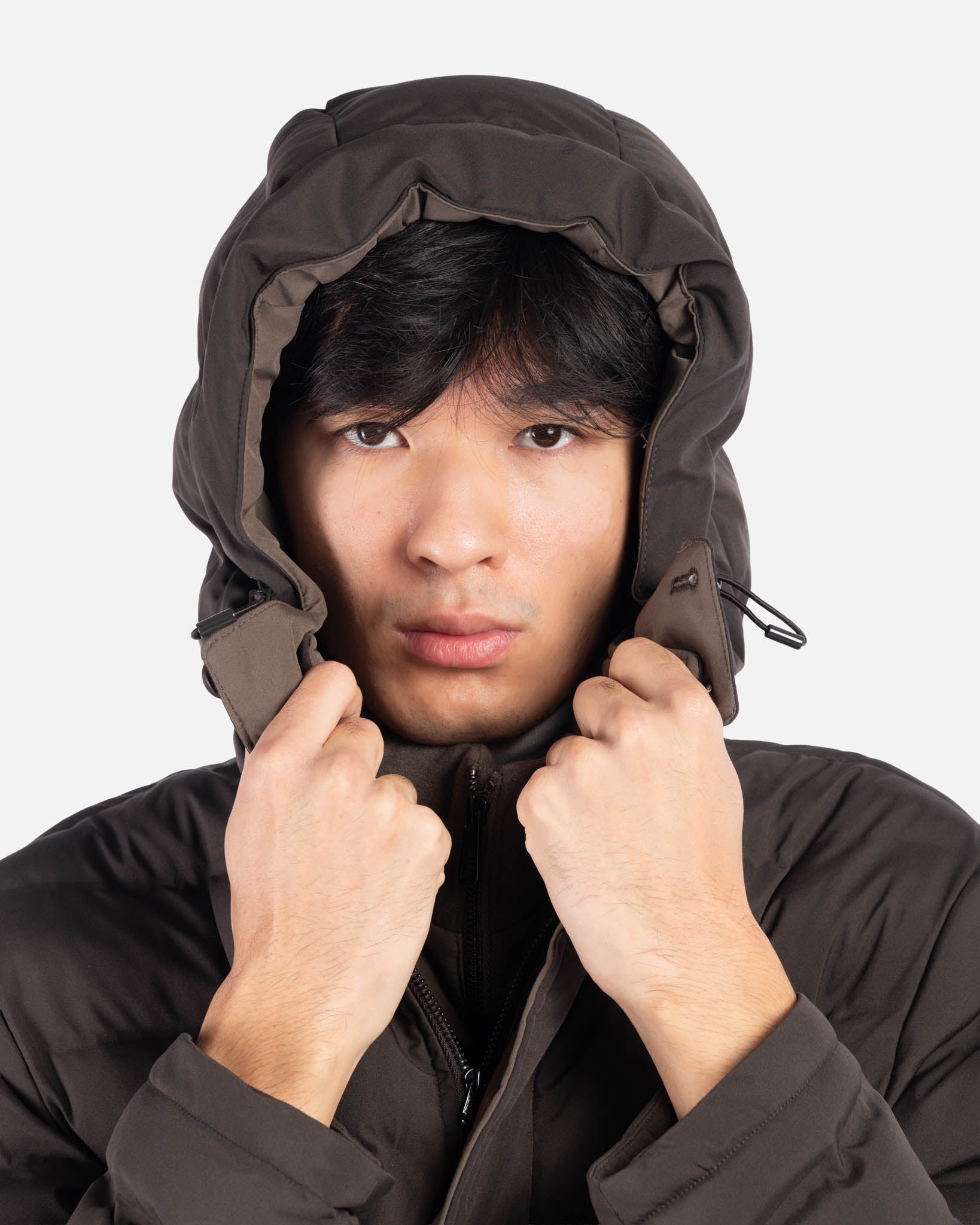 J.W.SAX MILANO Piumino Marrone con Pettorina e Cappuccio Rimovibili