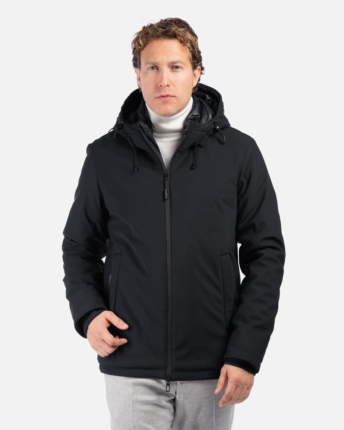 J.W.SAX MILANO Giubbino Nero in Tessuto Tecnico Stretch