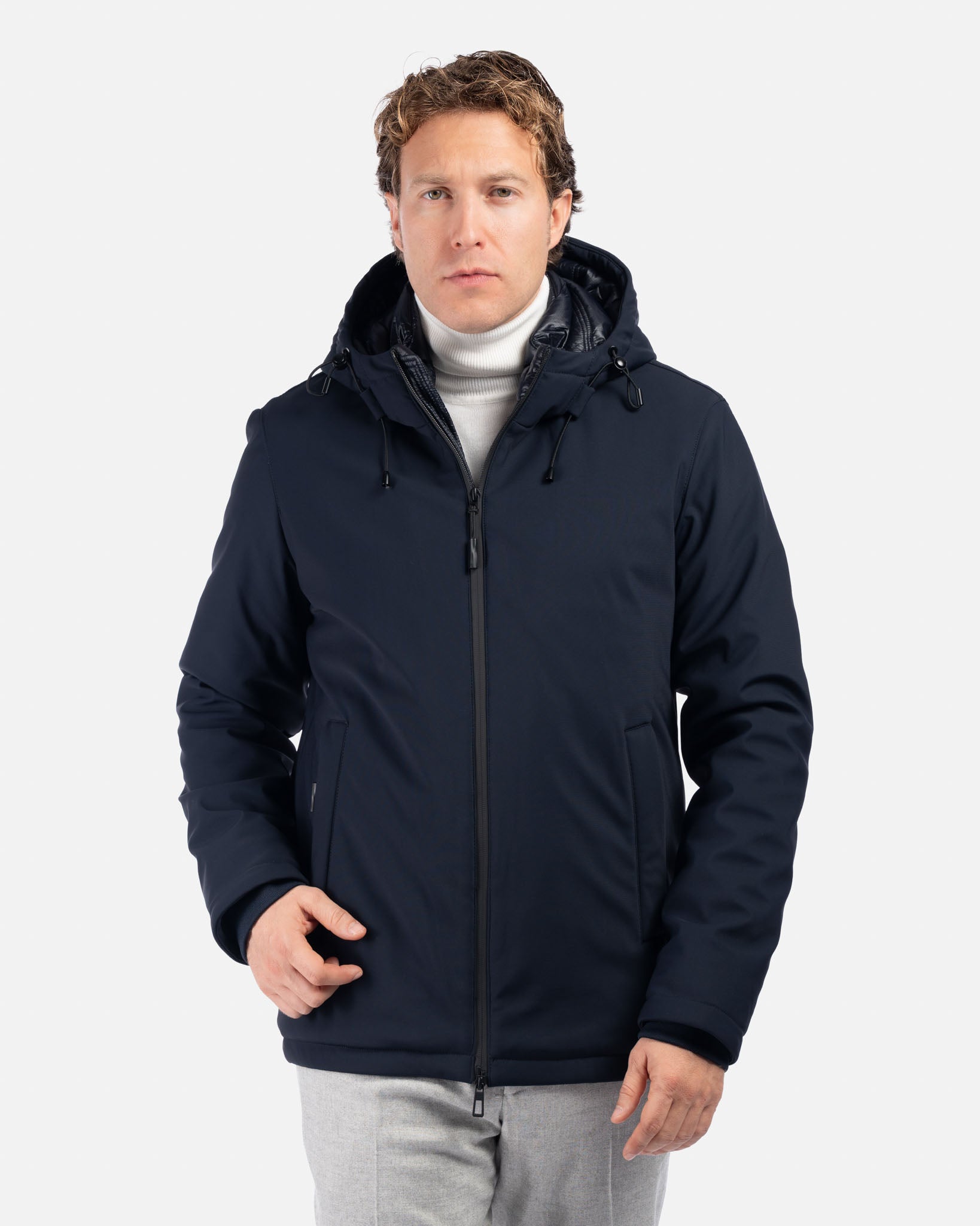 J.W.SAX MILANO Giubbino Blu in Tessuto Tecnico Stretch