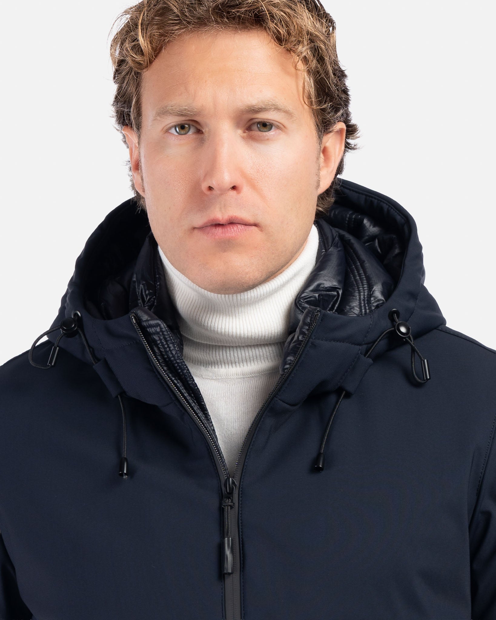 J.W.SAX MILANO Giubbino Blu in Tessuto Tecnico Stretch