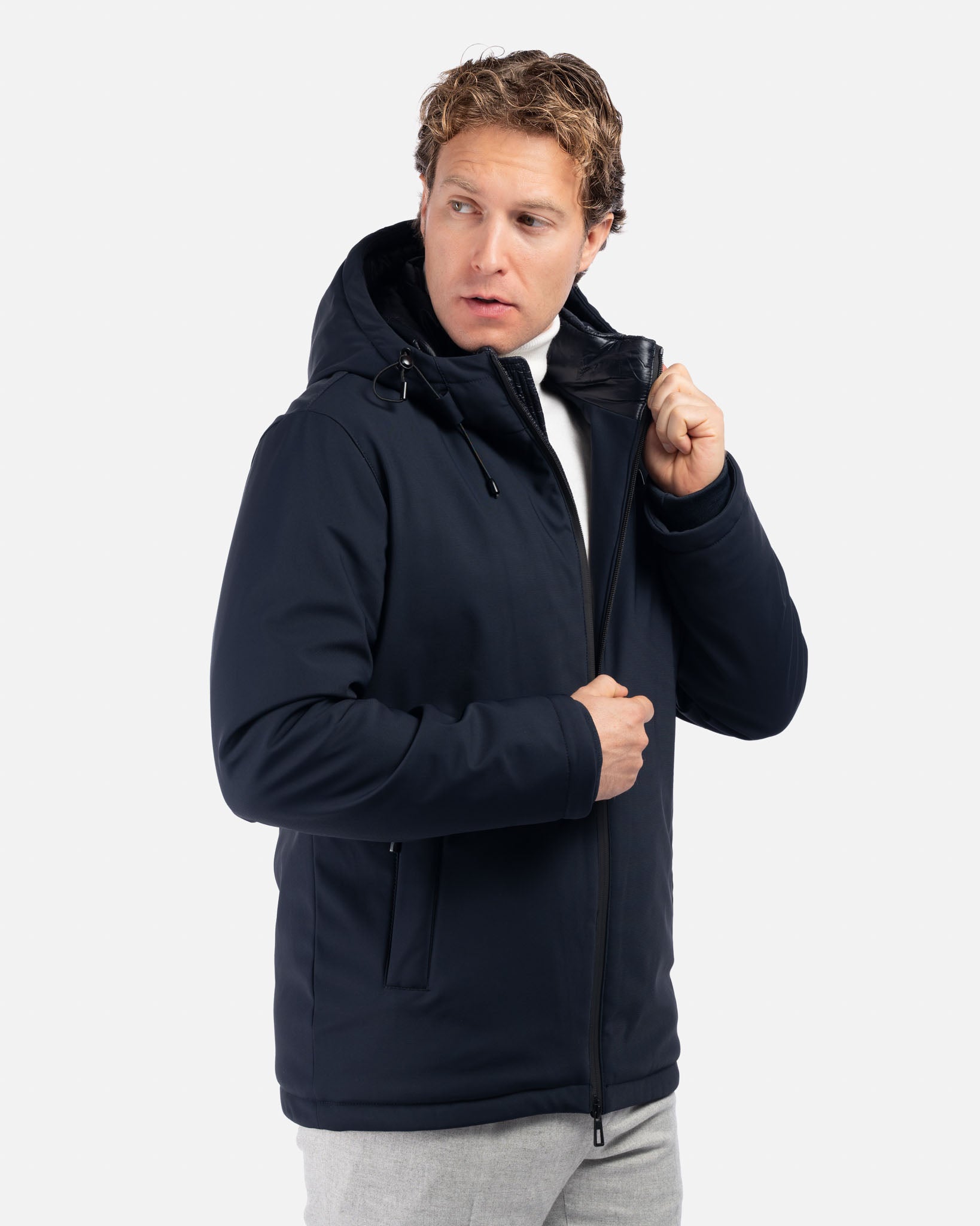 J.W.SAX MILANO Giubbino Blu in Tessuto Tecnico Stretch