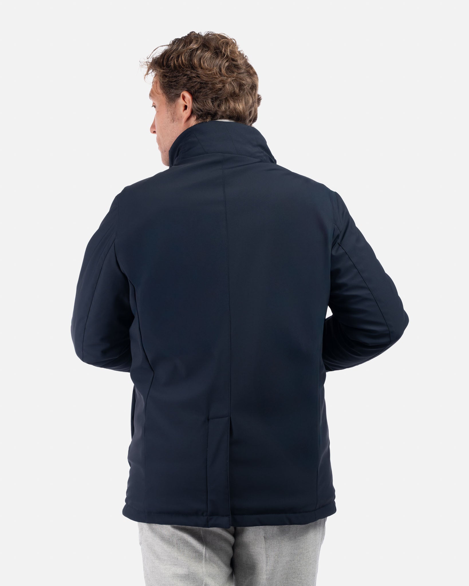 J.W.SAX MILANO Peacoat in Tessuto Tecnico Stretch Blu