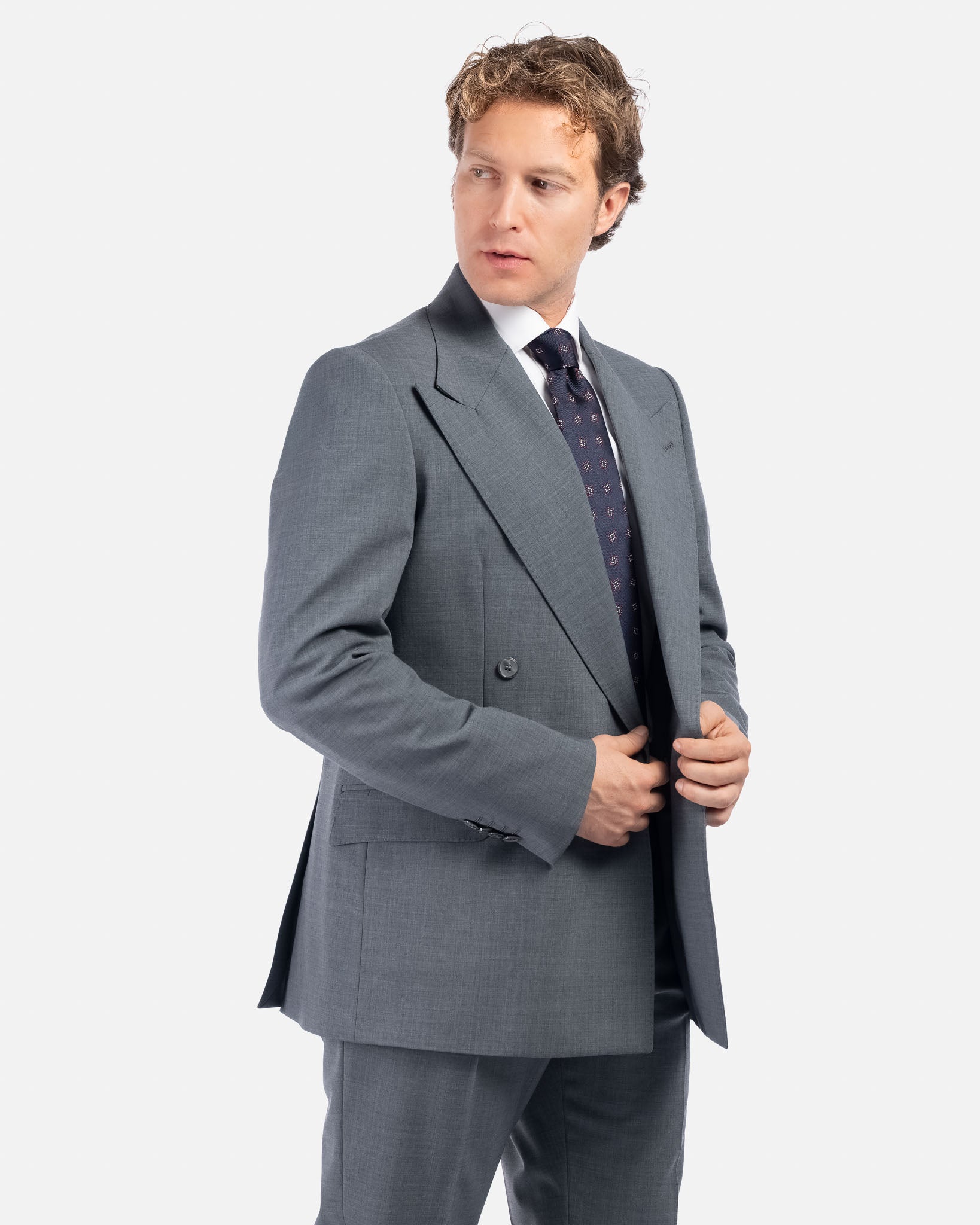 J.W.SAX MILANO Abito Doppiopetto Grigio con Rever Ampio All Season