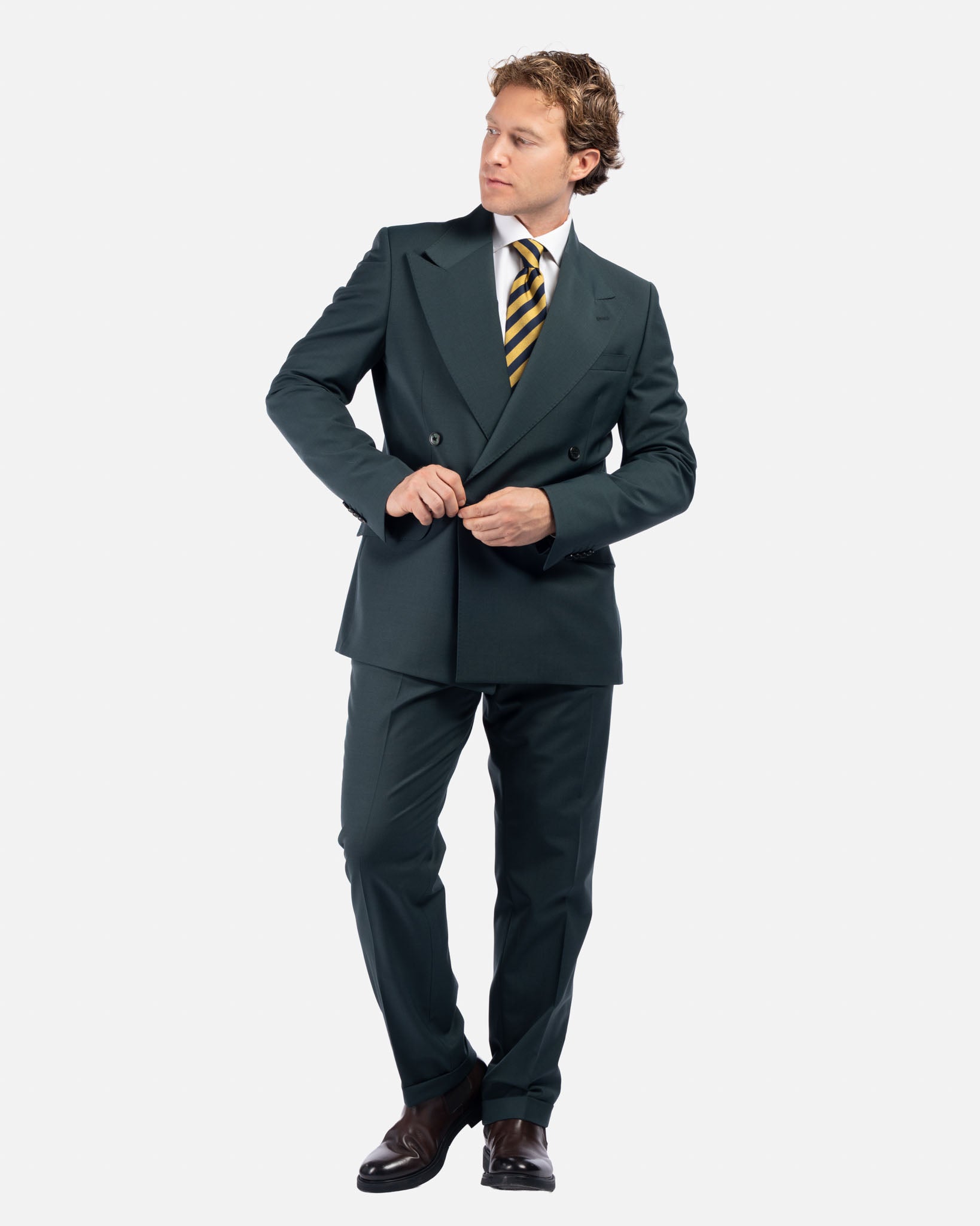 J.W.SAX MILANO Abito Doppiopetto Verde con Rever Ampio All Season