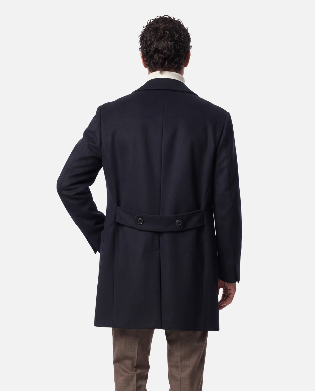 J.W.SAX MILANO Cappotto Doppiopetto Blu in Misto Cashmere