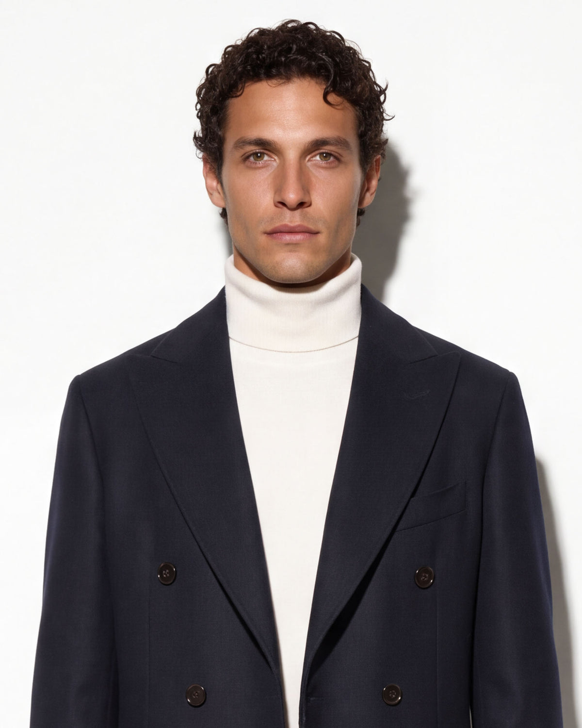 J.W.SAX MILANO Cappotto Doppiopetto Blu in Misto Cashmere
