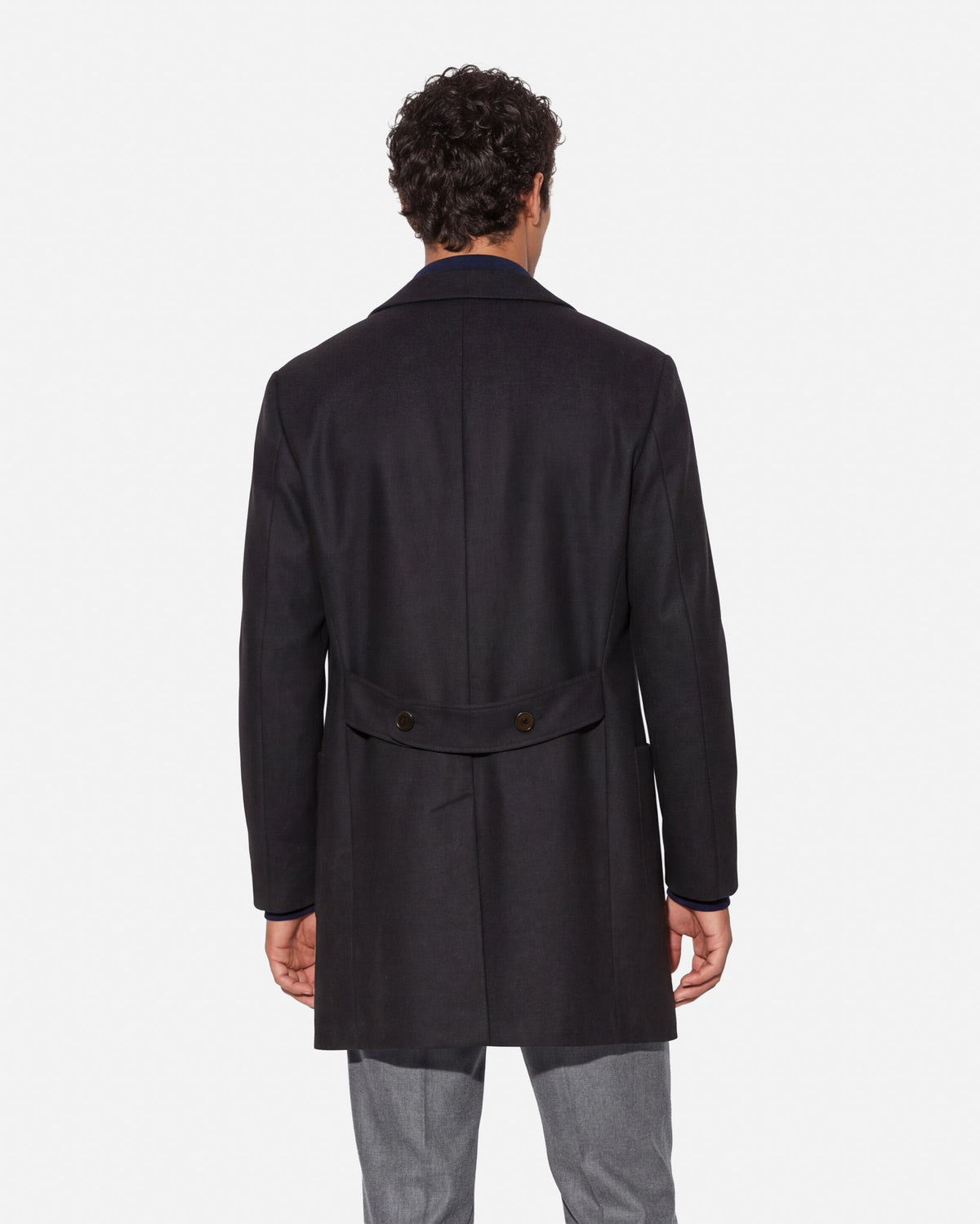 J.W.SAX MILANO Cappotto Doppiopetto Grigio Antracite in Misto Cashmere