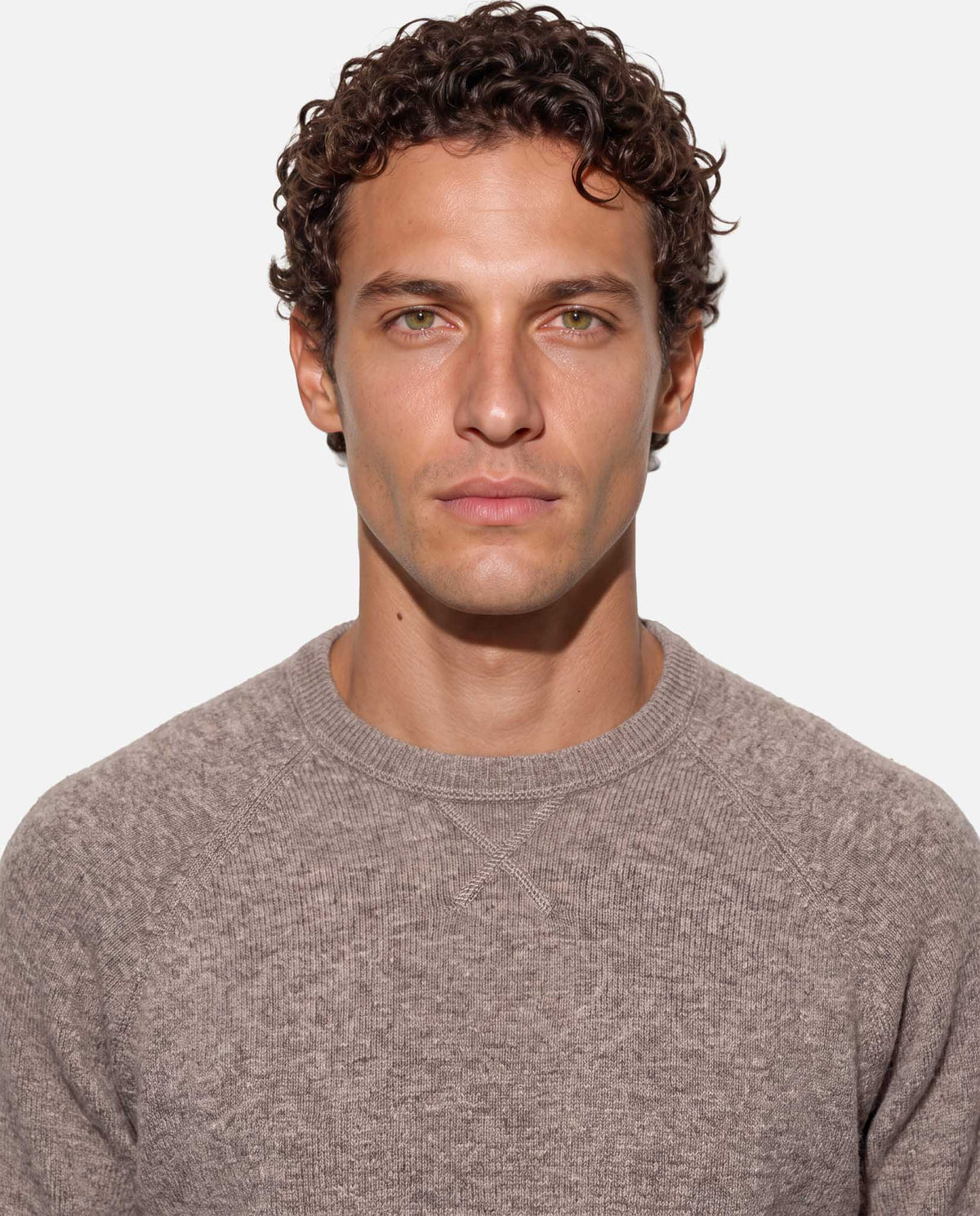 J.W.SAX MILANO Maglione Taglio Felpa in Lana e Cashmere Tortora - Finezza 12