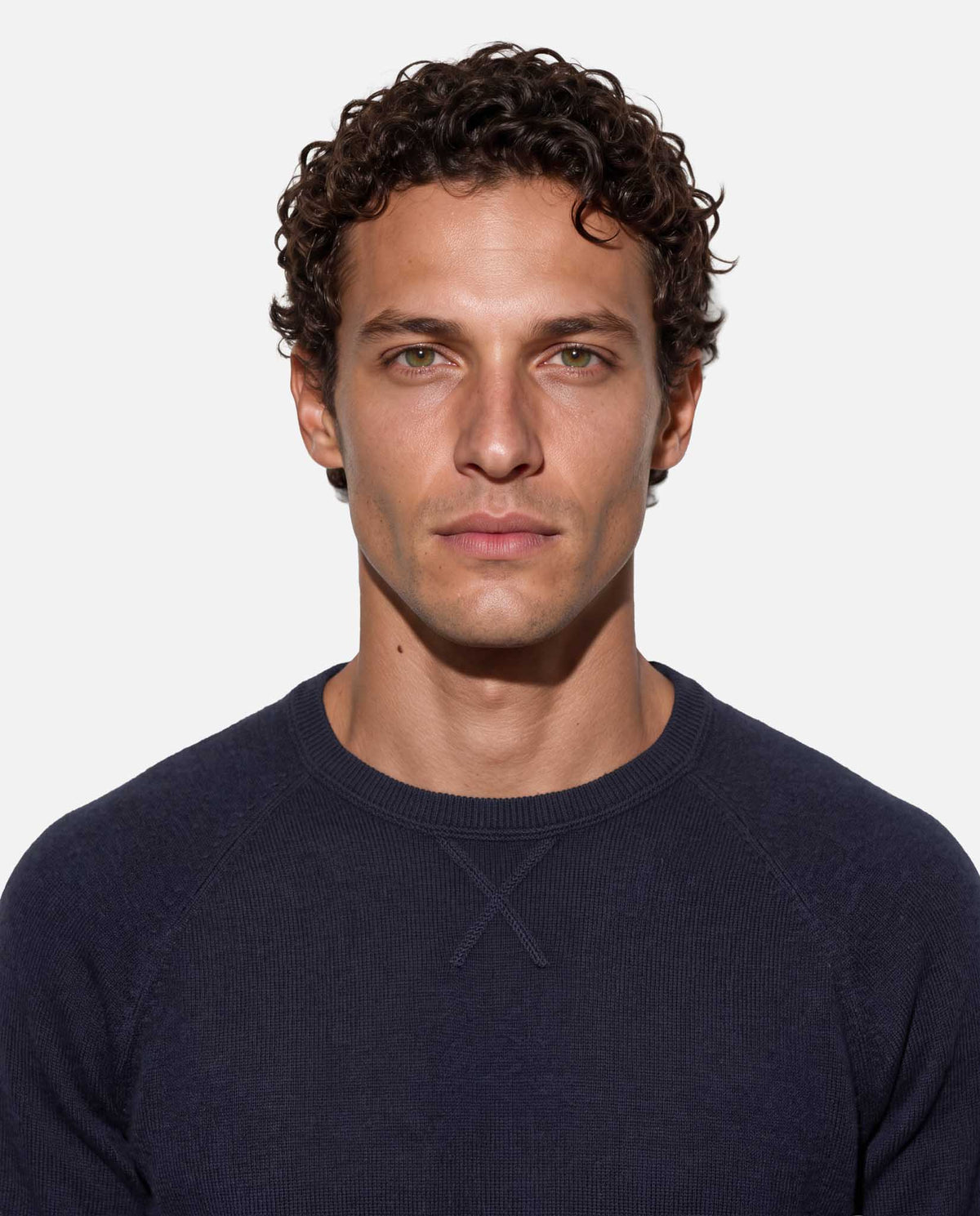 J.W.SAX MILANO Maglione Taglio Felpa in Lana e Cashmere Blu - Finezza 12
