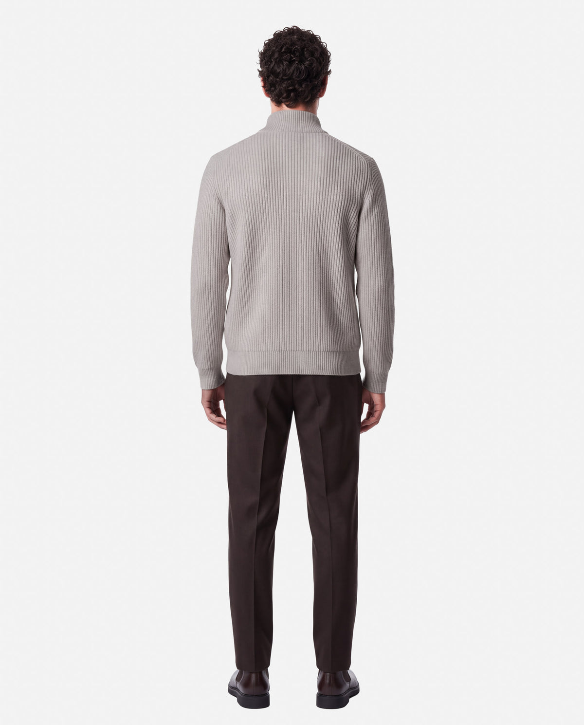 J.W.SAX MILANO Cardigan in Puro Cashmere a Coste con Zip - Finezza 7
