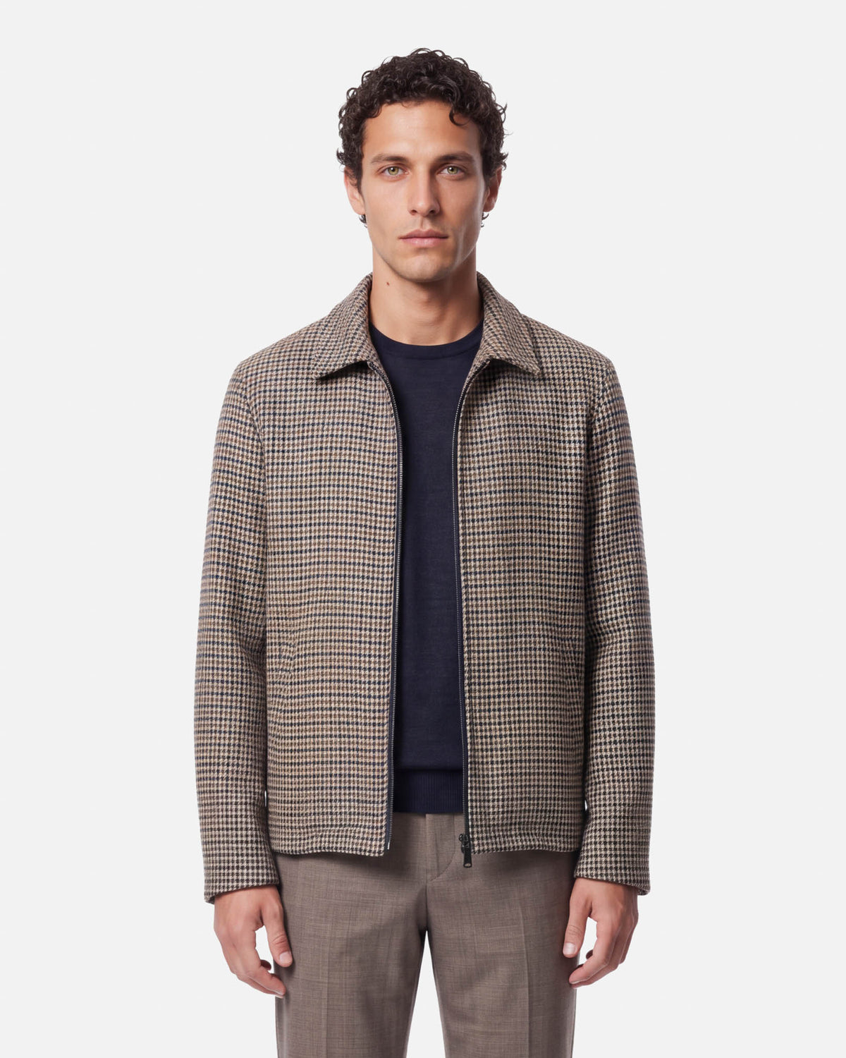 J.W.SAX MILANO Giubbino Pied de Poule con Collo Camicia