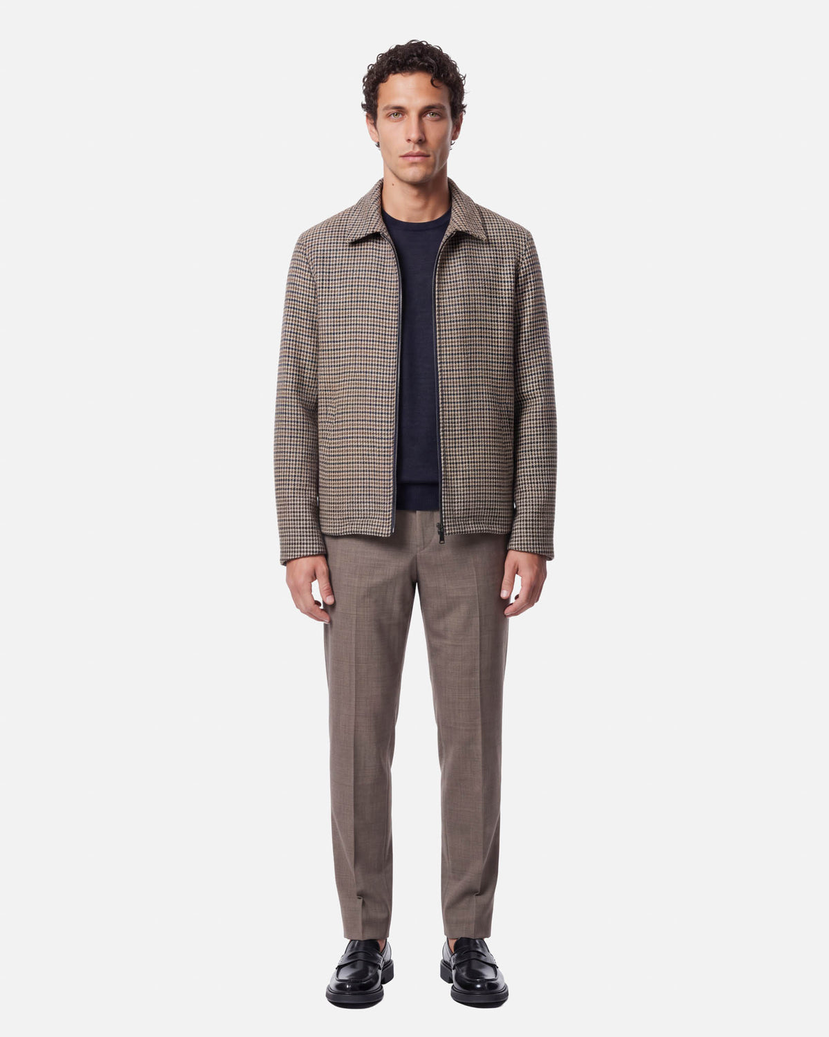 J.W.SAX MILANO Giubbino Pied de Poule con Collo Camicia