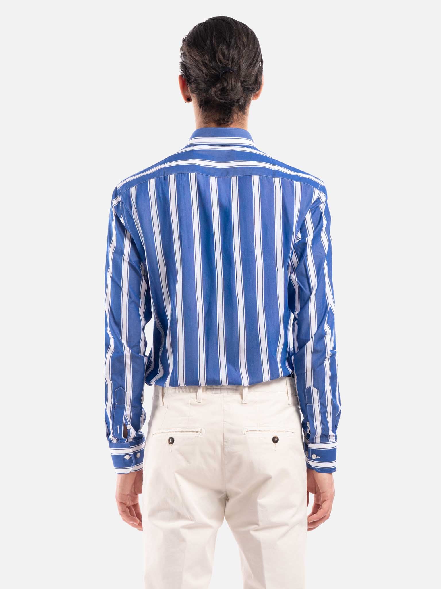 J.W.SAX MILANO Camicia in Popeline a Righe Slim Fit